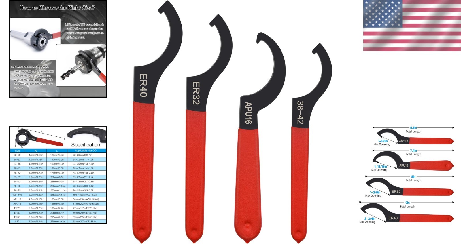 Durable 4-Piece Spanner Wrench Set for Car and Bicycle Repairs – Non-Slip Design