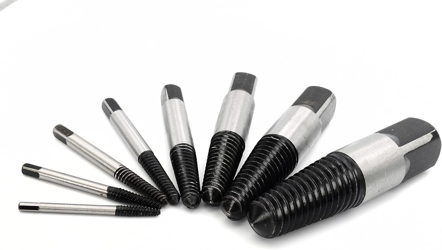 Hilka 12400008 High Grade Steel Stud Screw Extractor, Multi-Size – 8 Piece Set
