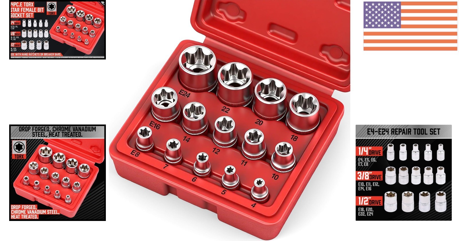 Versatile 14-Piece E-Torx Socket Set – Perfect for Automotive & Industrial Use