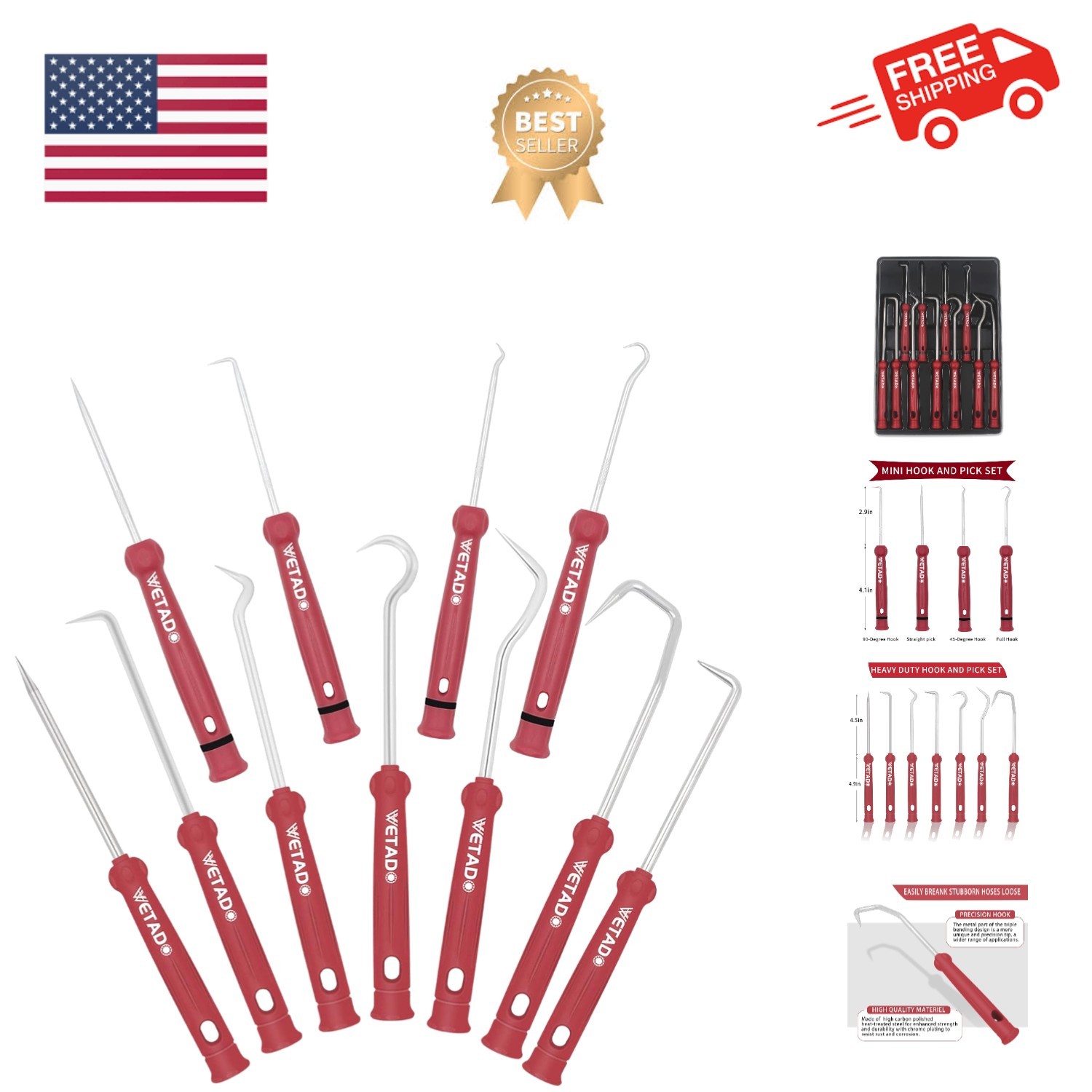 Hose Removal Hook Set, 11 Pcs Automotive Tools Puller Tool Seal Removal Tool,…