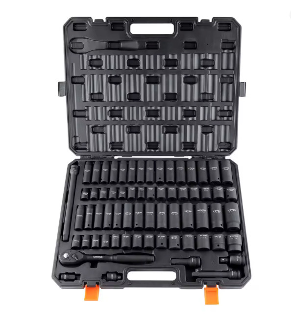 SucceBuy 1/2″ Drive Impact Socket Set 6 Point Cr-V Alloy Steel for Auto Repair