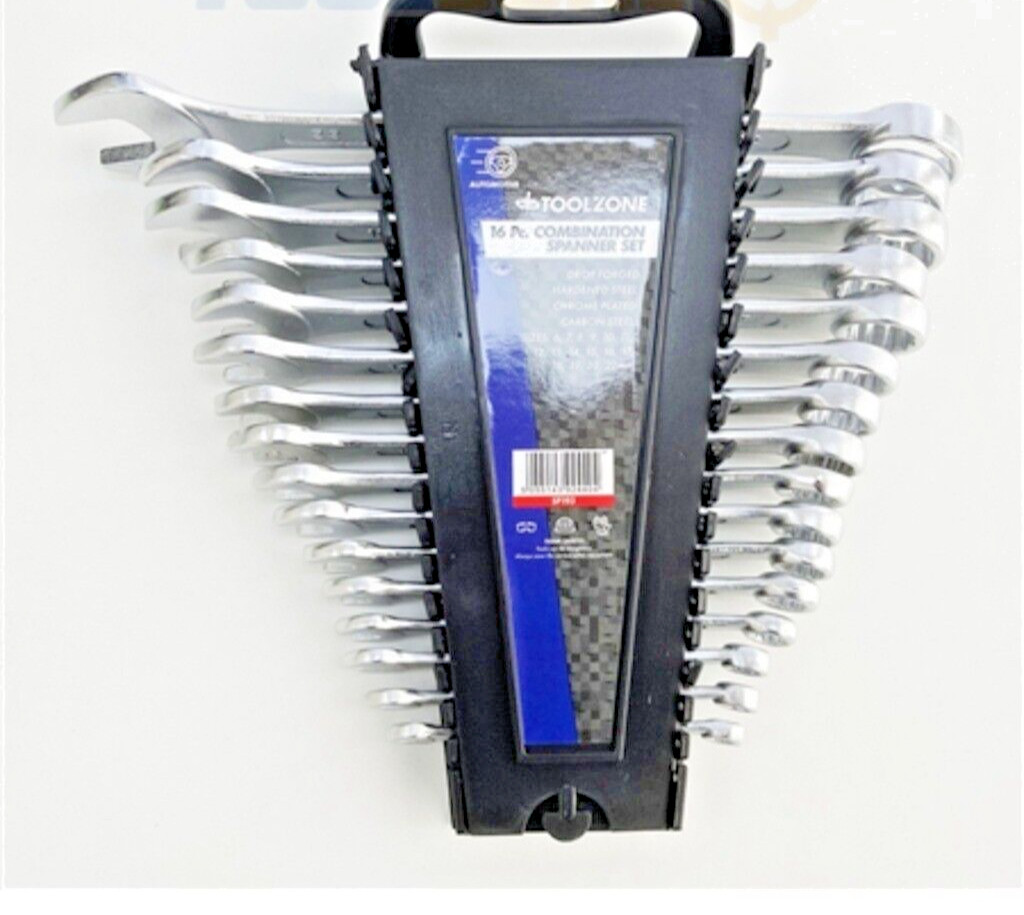 16 Piece Metric Combination Spanner Wrench Set, 6-22mm Ring/Open End