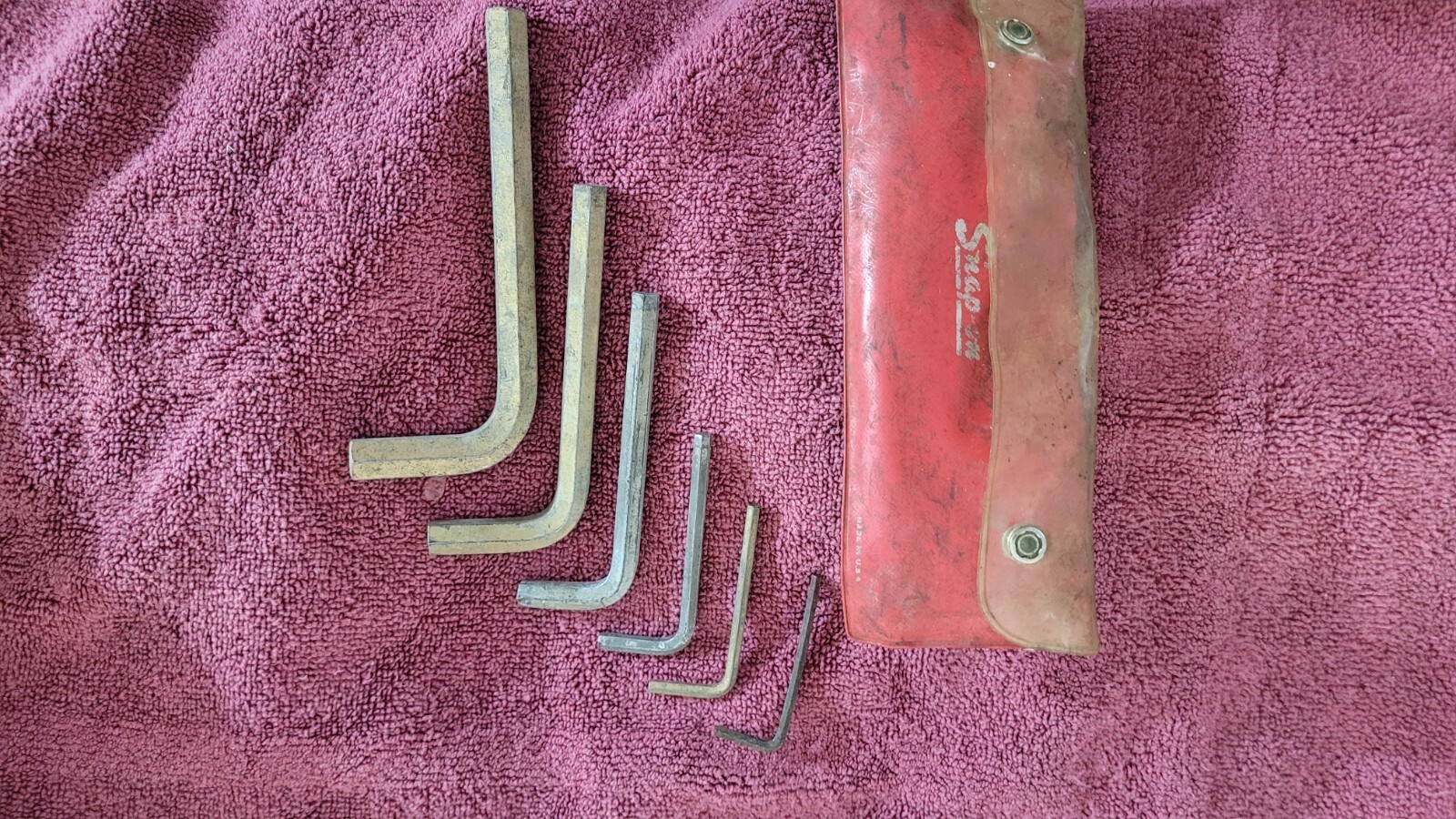 Vintage Snap-on Tools 5 Piece Hex Allen Wrench Set W/ Classic Red Pouch 