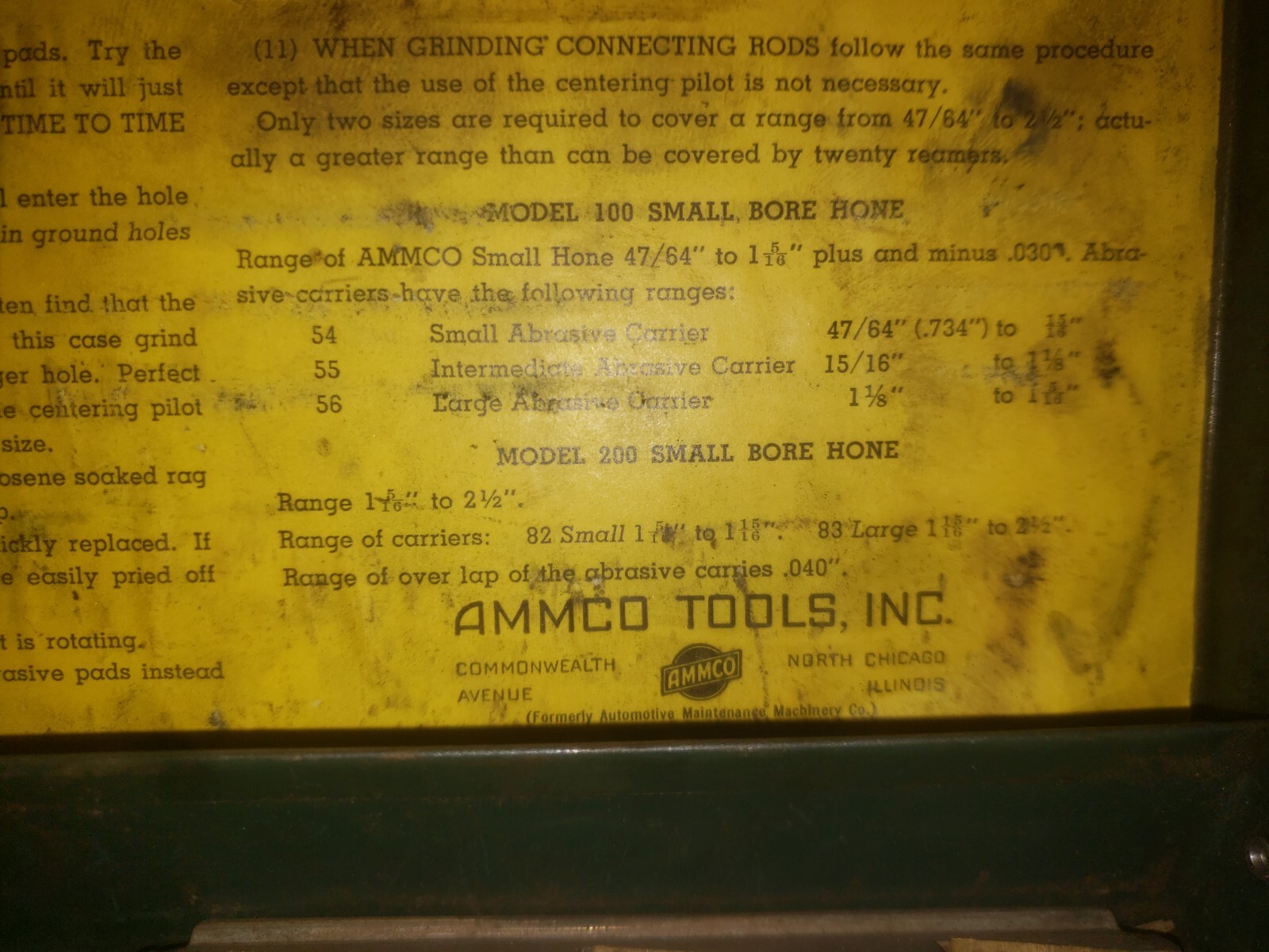 Ammco Small Bore Hone Kit #1