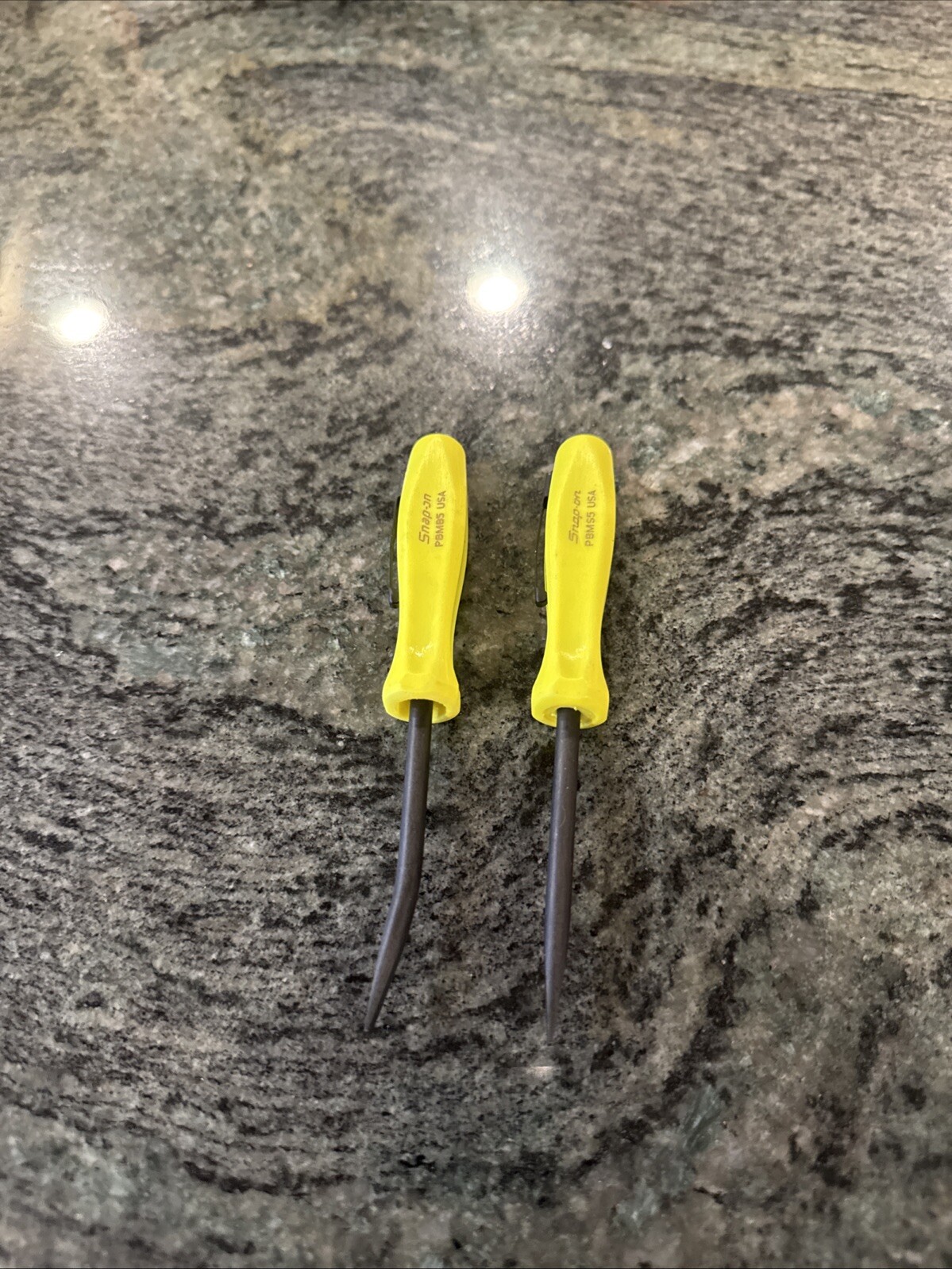 snap on 2 pc hi viz 5” mini poket prybar set straight, bent pbms5hv, pbmb5hv