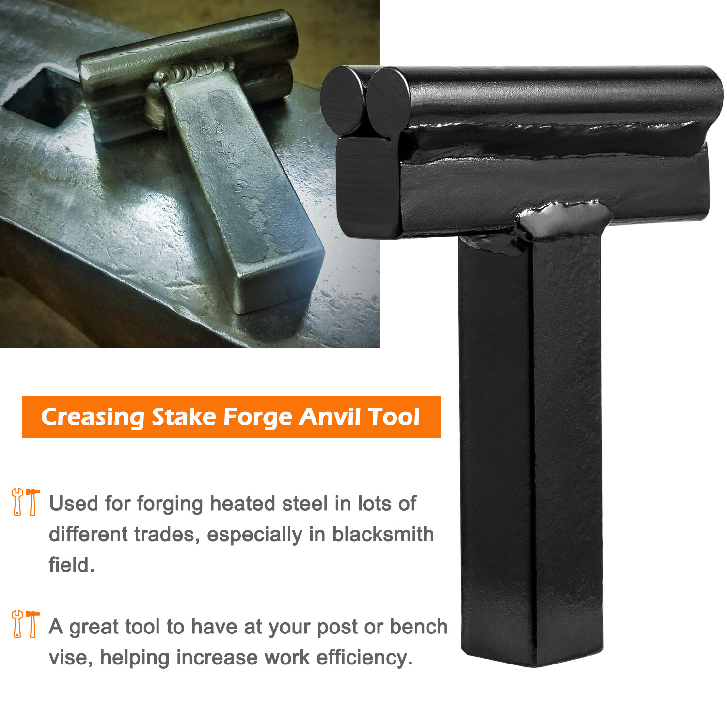 1 Inch Blacksmith Anvil Hardy Tool Set – Hot Cut, Creasing Stake, Fuller, Fork