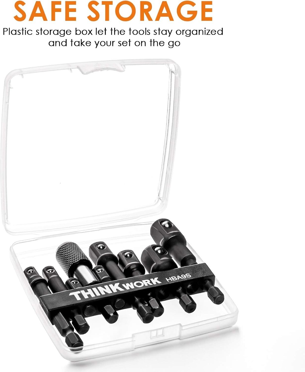 Quality 9-Piece Hex Shank Impact Socket Adapter Set 1/4
