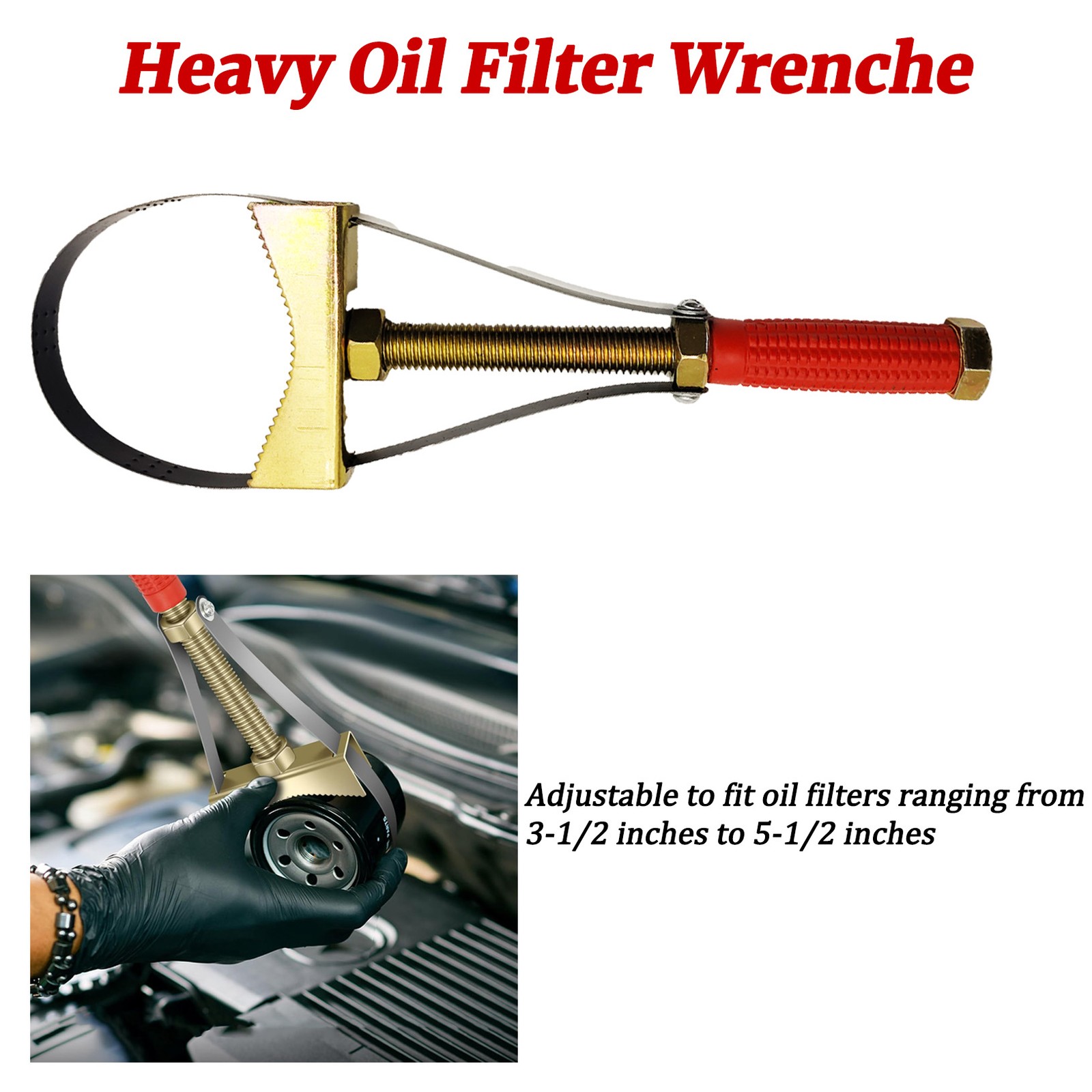 Heavy Duty Oil Filter Wrench Adjustable Strap 9-15cm Diameter For Larger Vehicle