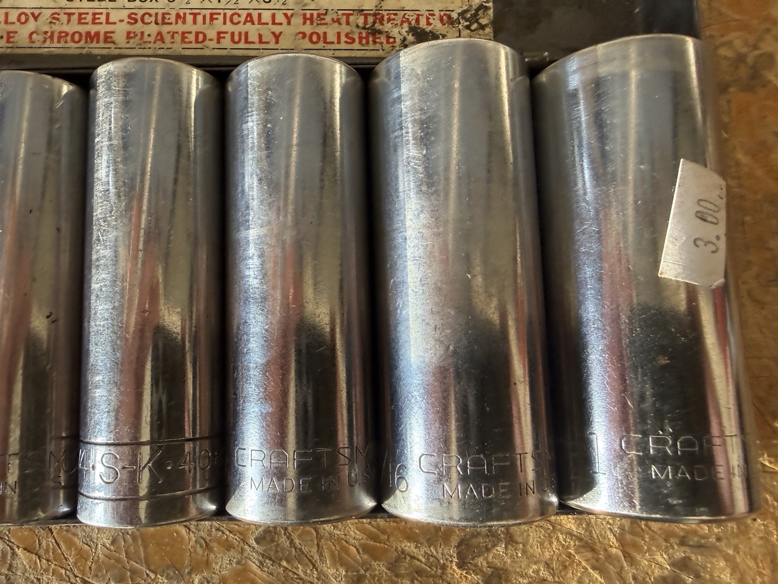 USA Made 1/2” Drive Deep Socket Lot Craftsman SK Dura-Craft Metal Case