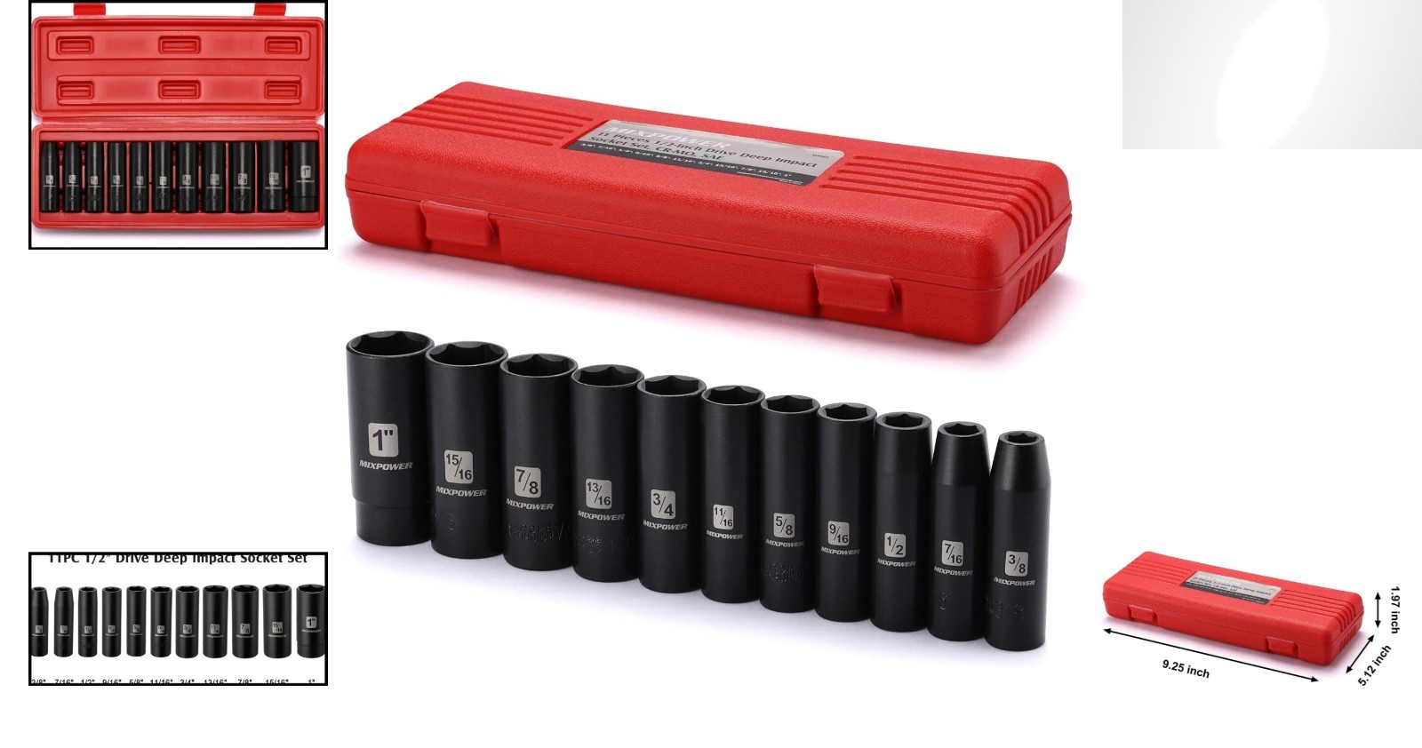 Professional Grade 11-Piece 1/2-Inch Drive Impact Socket Set – ANSI Certified