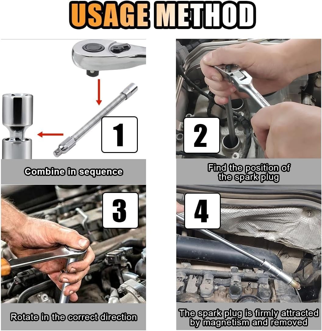 14mm&16mm , Thin Wall 3/8 Inch Drive 12-Point Standard Spark Plug Socket Remo…