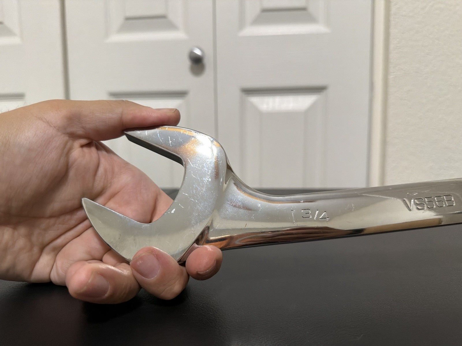 Snap-on 1-3/4″ SAE 4 Way Open-End Angle Head Chrome Wrench VS56B