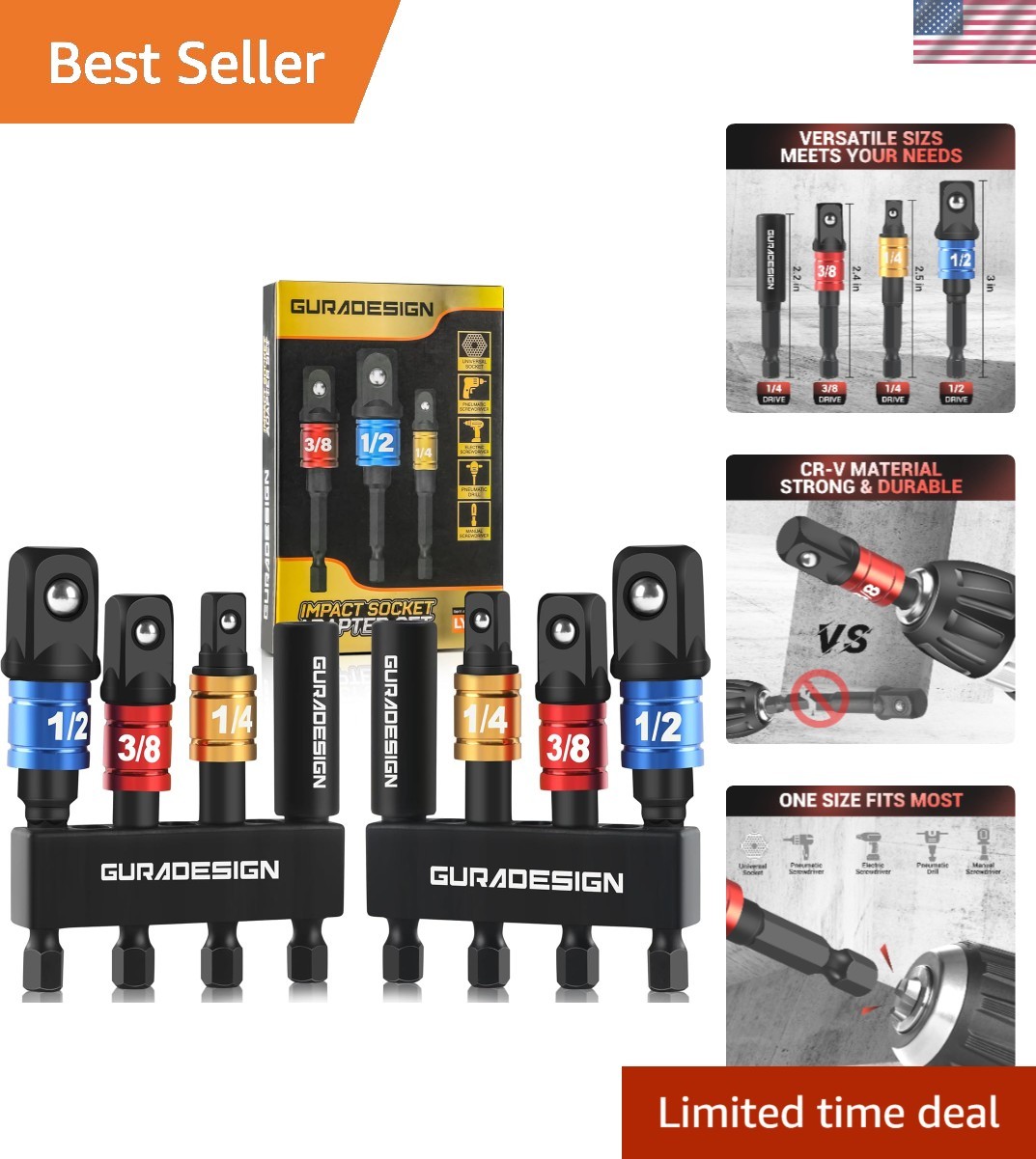 Precision Engineered 8-Piece Socket Adapter Set – Compatible with All Drills