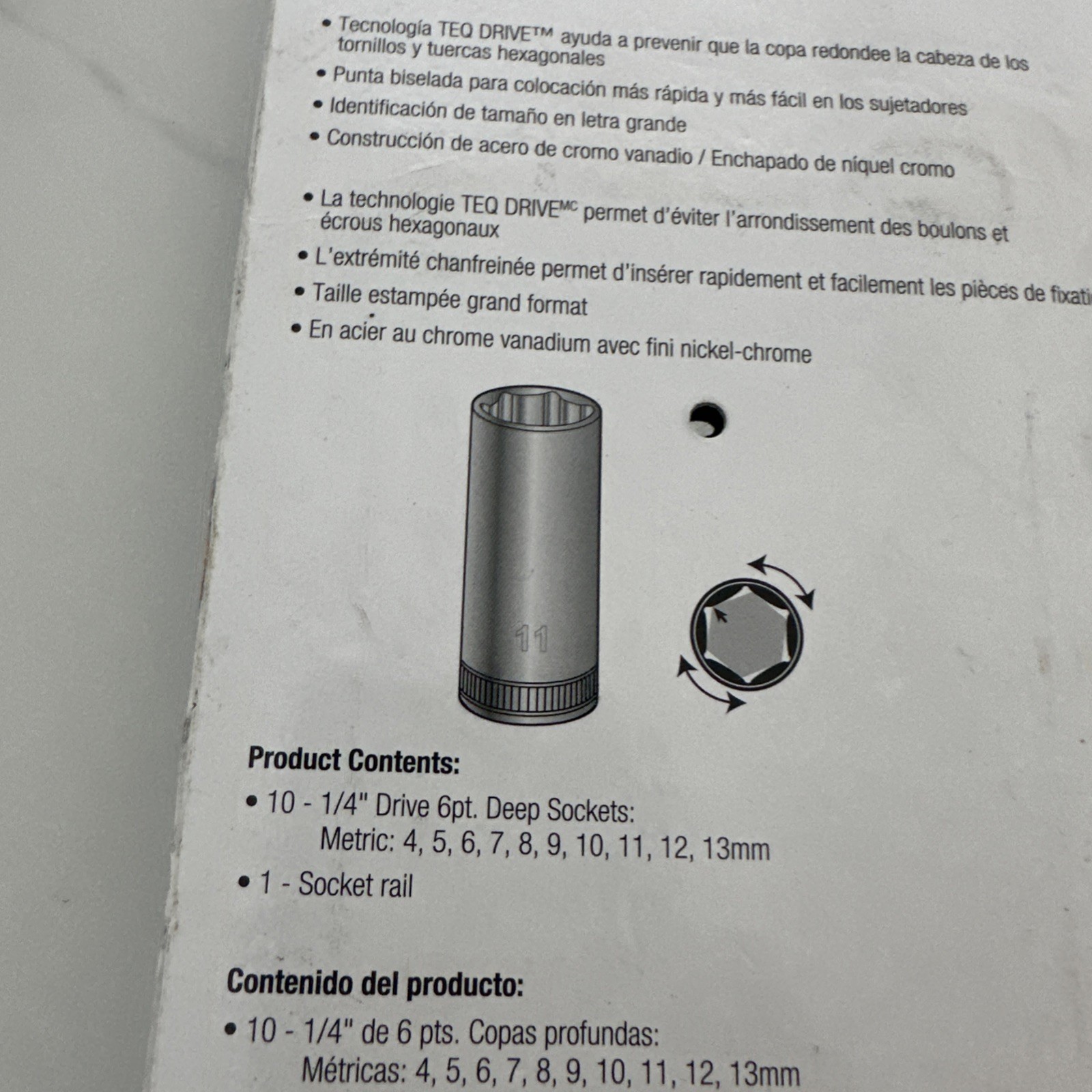TEQ Correct Pro TP320 10 Pc. Deep Socket Set 1/4″ Drive Socket 4-13mm Metric New