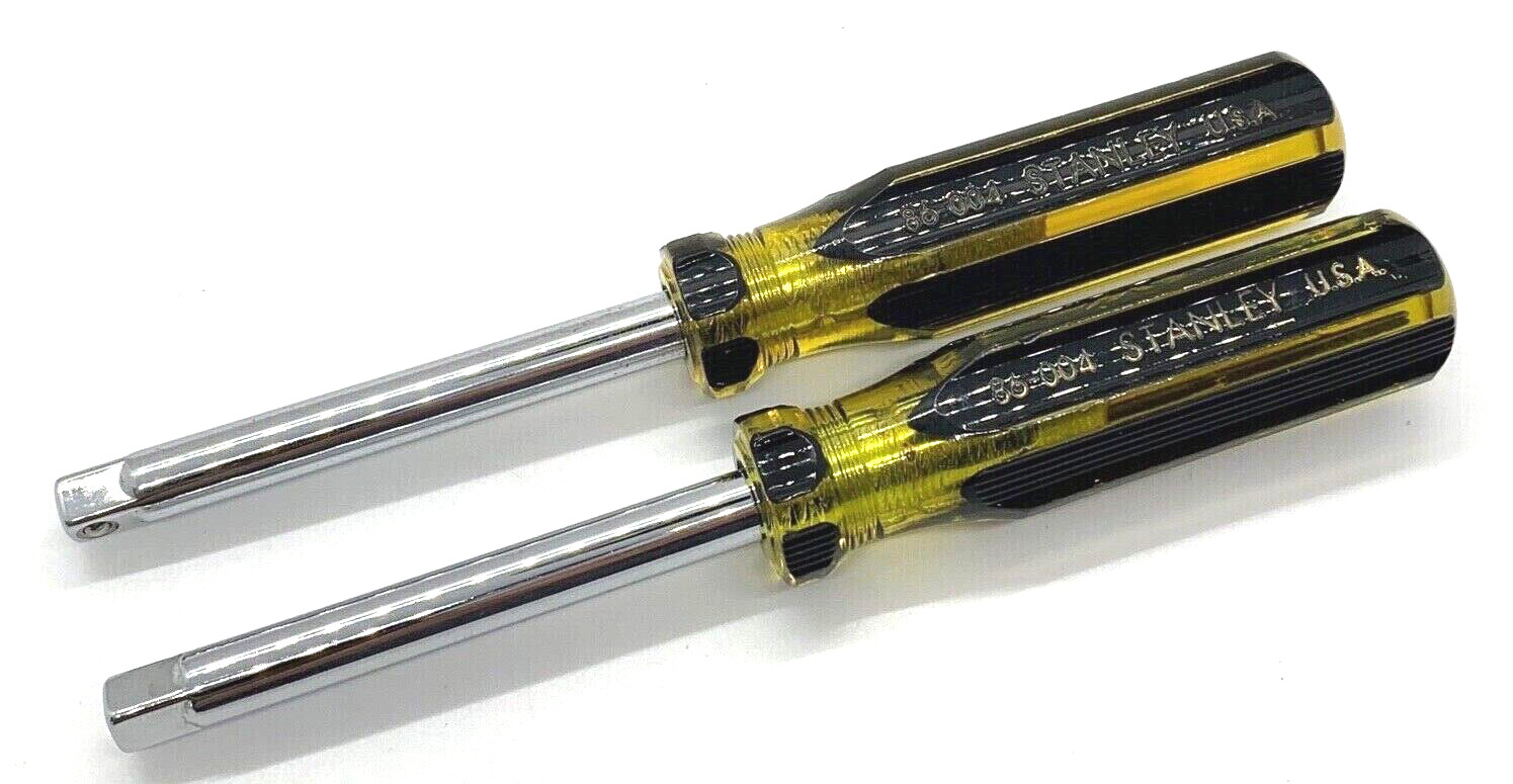 🇺🇸 (2) NEW Stanley USA 1/4″ Socket Driver Spinner Screwdriver 6″ Long Set Lot