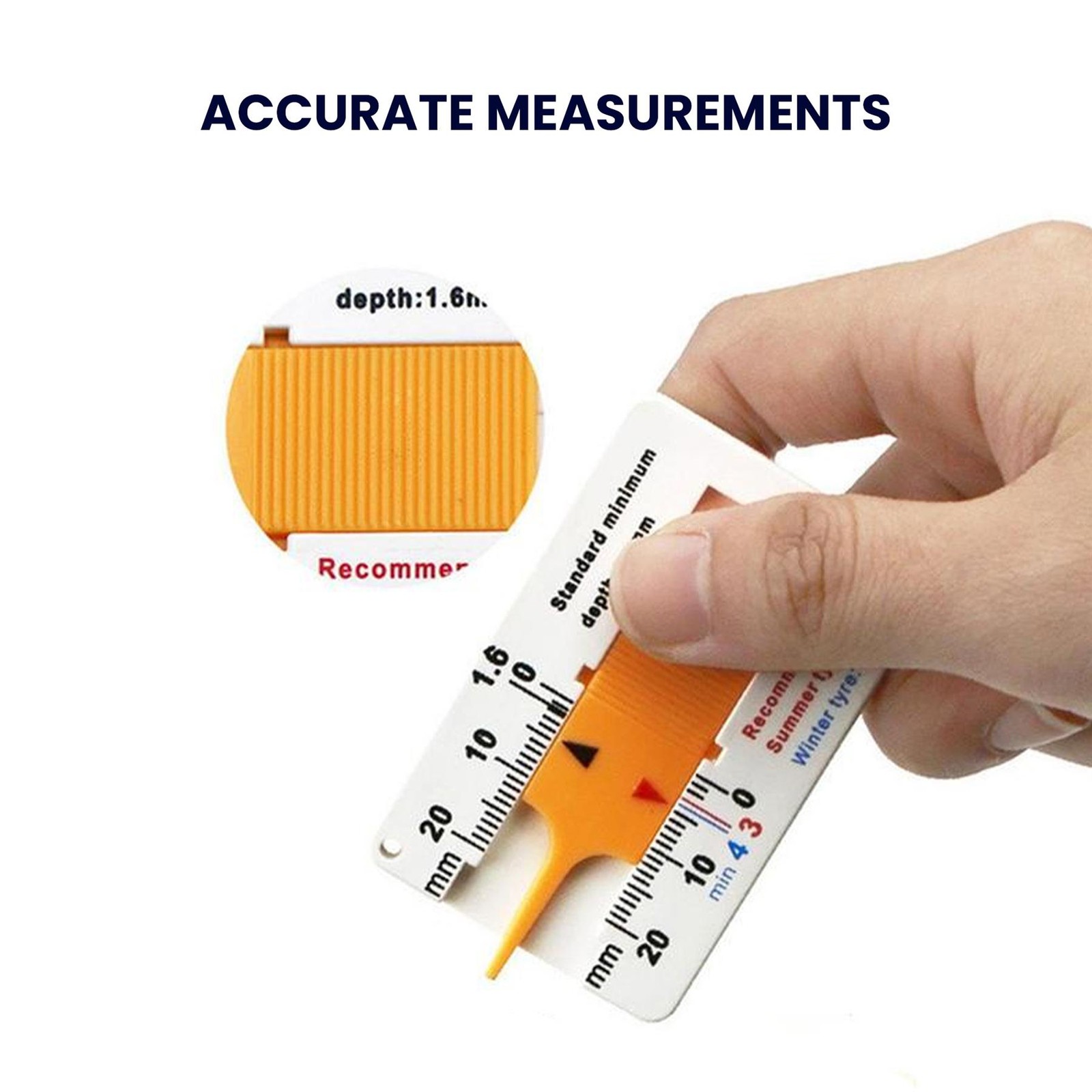 Tyre Tread Depth Gauge Car Wheel Tire Depth Measuring Tool Pocket Size