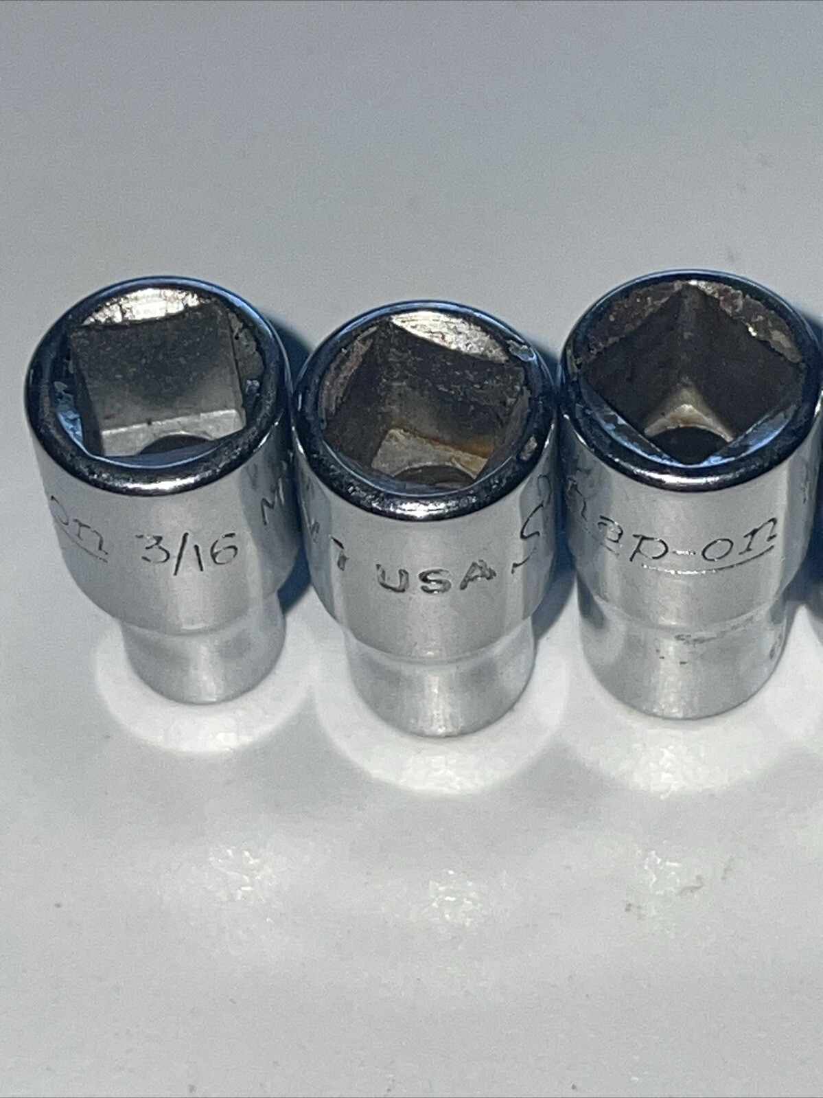 Snap-On Tools 1/4″ Drive 6 pt 12pt SAE Socket lot of 5 mv msv 3/16” – 11/32”