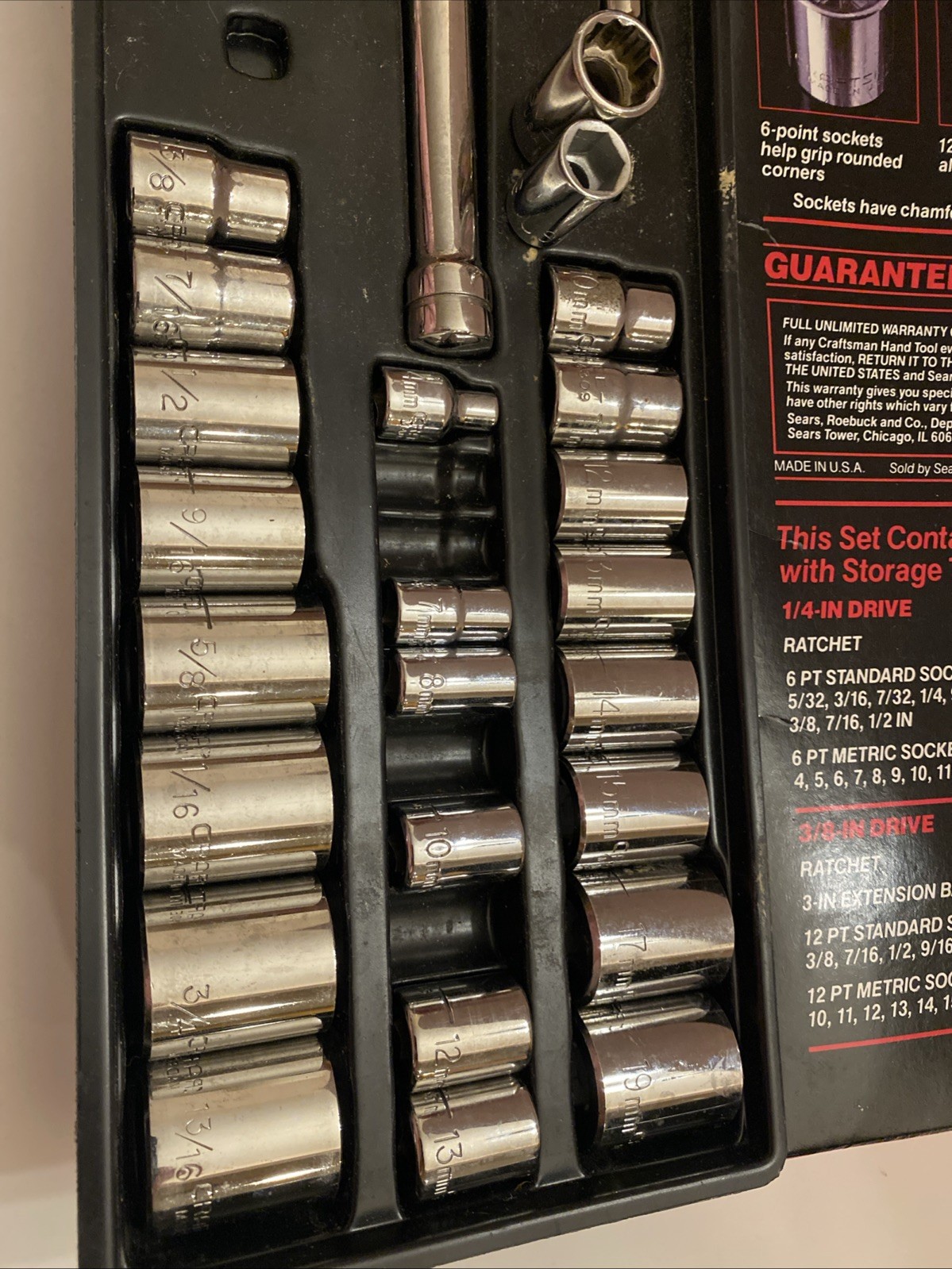 Vintage Craftsman 1/4” and 3/8” Socket Set Metric Standard