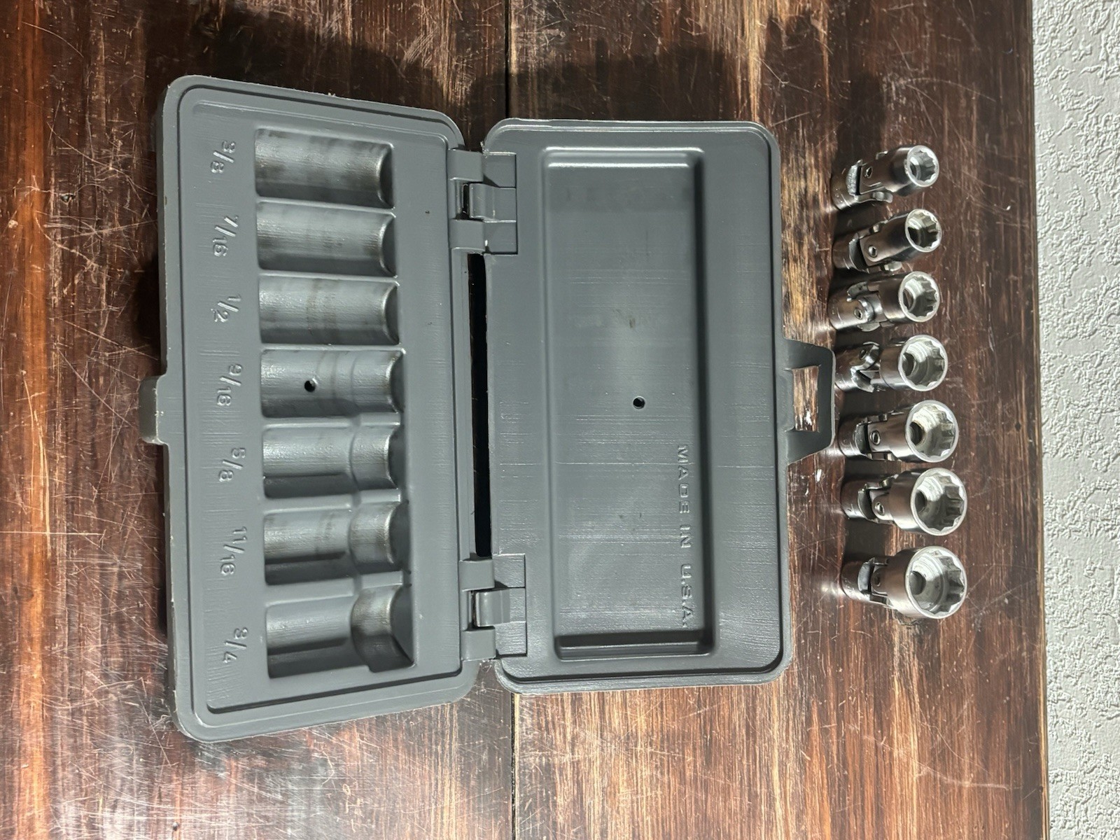 Vntg 7pc Craftsman 3/8″ Drive SAE 12pt Flexible Flex Swivel Socket Set -V- USA.