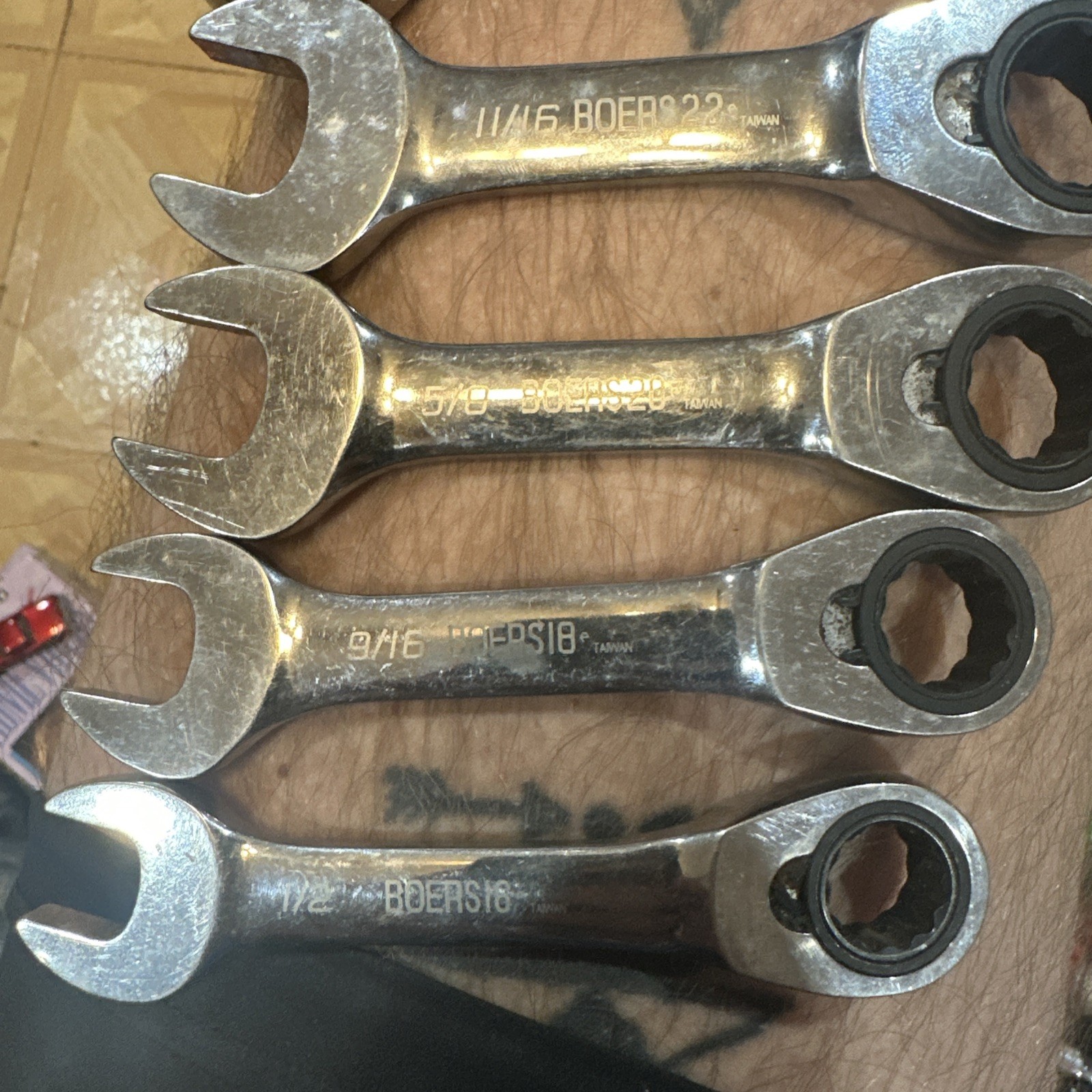 Blue Point Stubby Ratcheting Wrench 5 Piece Lot 3/4 11/16 5/8 9/16 1/2