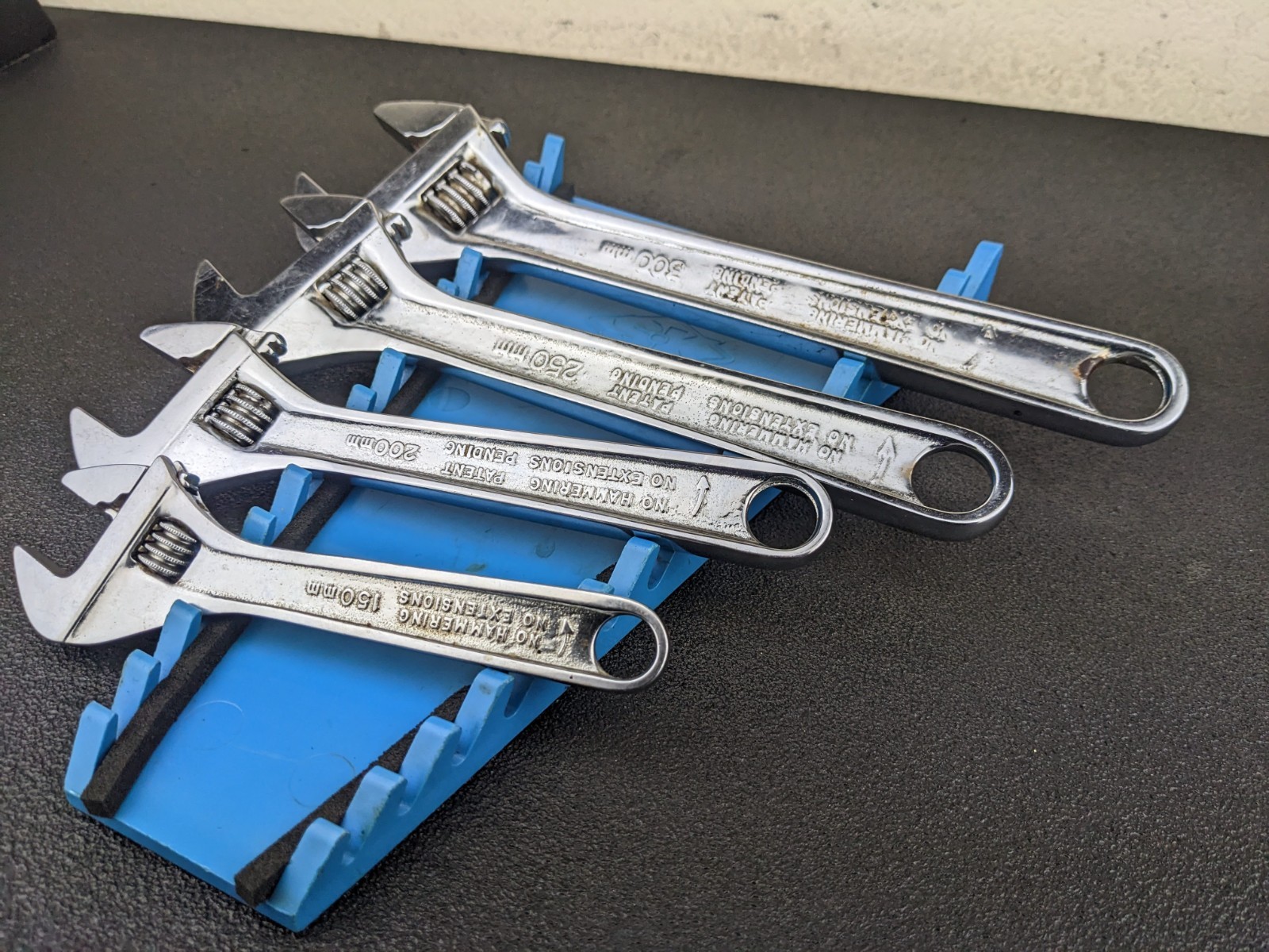 #bn784 Snap-on Tools Vintage USA 4 Pc Adjustable Wrench Set 6″, 8″, 10″, 12″