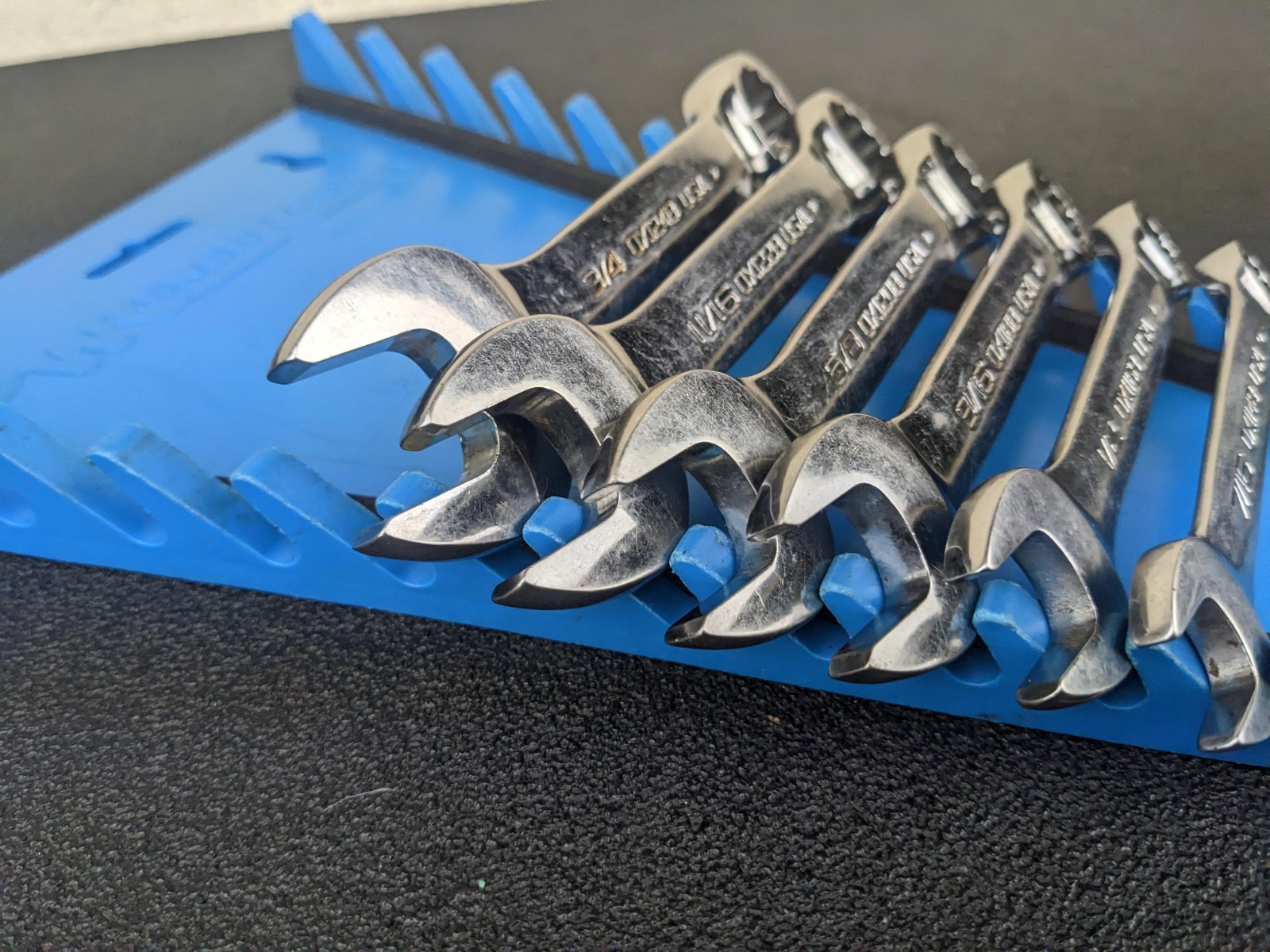#bn457 Snap-On 12 Pt 6 Piece 7/16″-3/4″ Midget Combination Wrench Set OXI706B