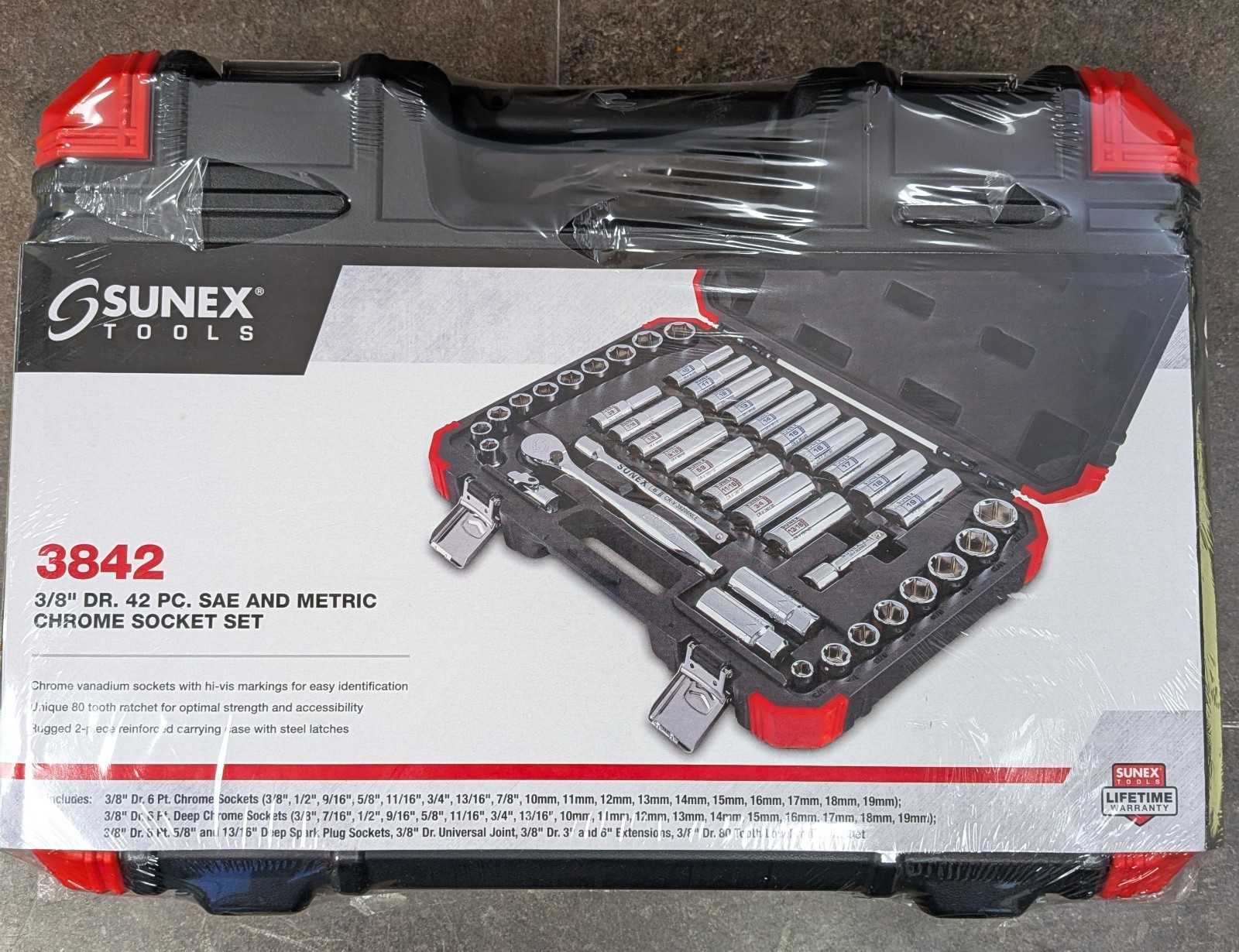 Sunex 3832 3/8″ Dr. 42 Piece Sae And Metric Chrome Socket Set