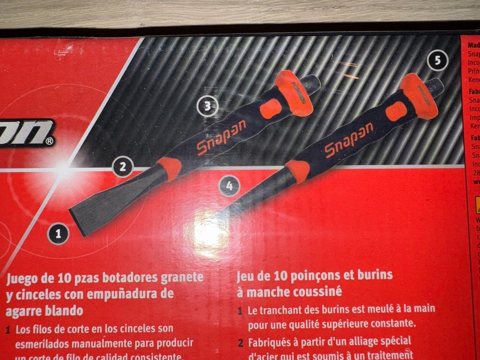 New Snap-on™ 10-pc Red Soft Grip Punch & Chisel Set PPCSG710