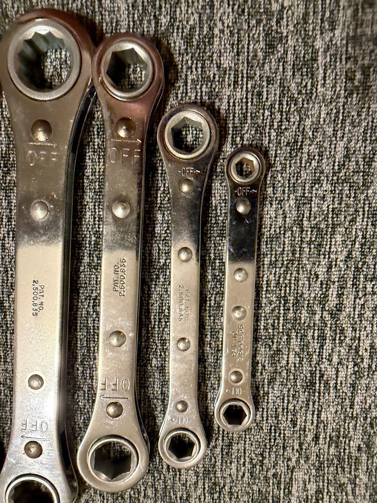 Vintage Challenger 7 Piece SAE Ratcheting Box End Wrench Set With Pouch
