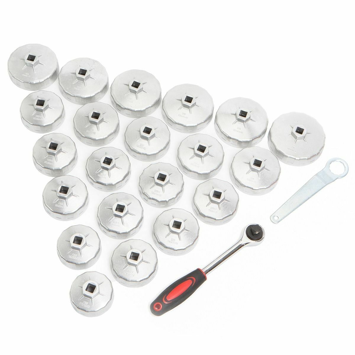 23PC Cup Type Oil Filter Cap Wrench Set Socket Removel Aluminum Alloy Heavy Duty