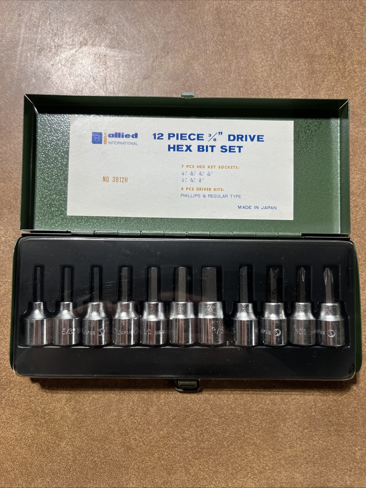 New Vintage Allied International 12 Piece 3/8″ Drive Hex Bit Set