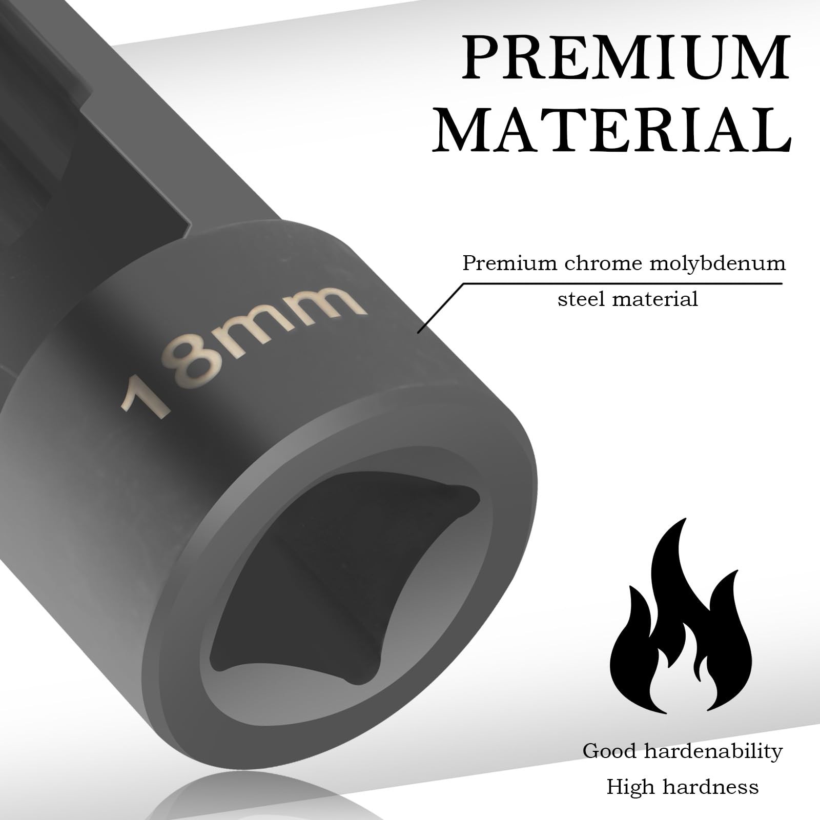 18mm Shock Absorber Socket for Removal of 3.15*1.02*1.02 inch, Black