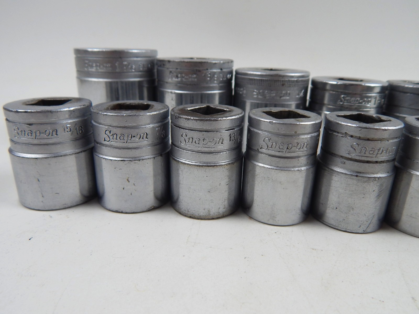 Snap-On SW 12 Point SAE 1/2″ Drive Shallow Socket Set 7/16 to 1-7/16″ USA 21pc