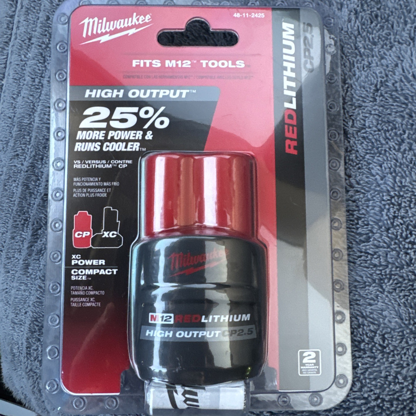 Milwaukee Electric 48-11-2425 M12 Red Lithium High Output Cp2.5 Battery Pack