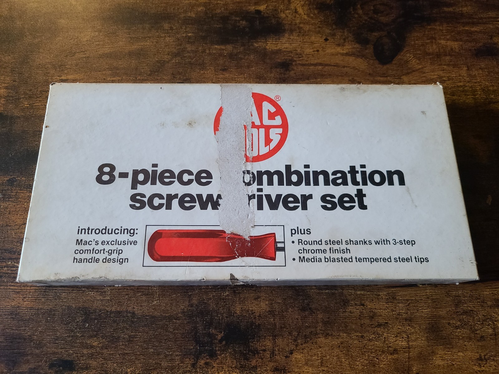 MAC Tools 7 pc Hard Handle Screwdriver Set – Red With Box One Broken Flathead.