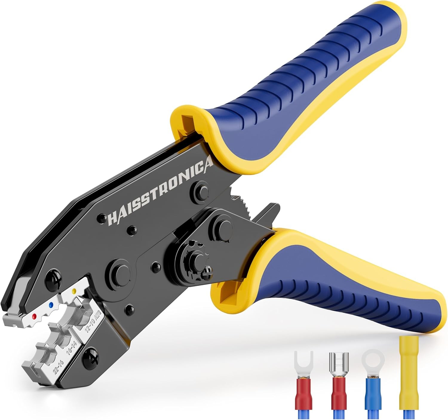 haisstronica Crimping Tool for Insulated 230 mm x 60 mm, Yellow,blue,red