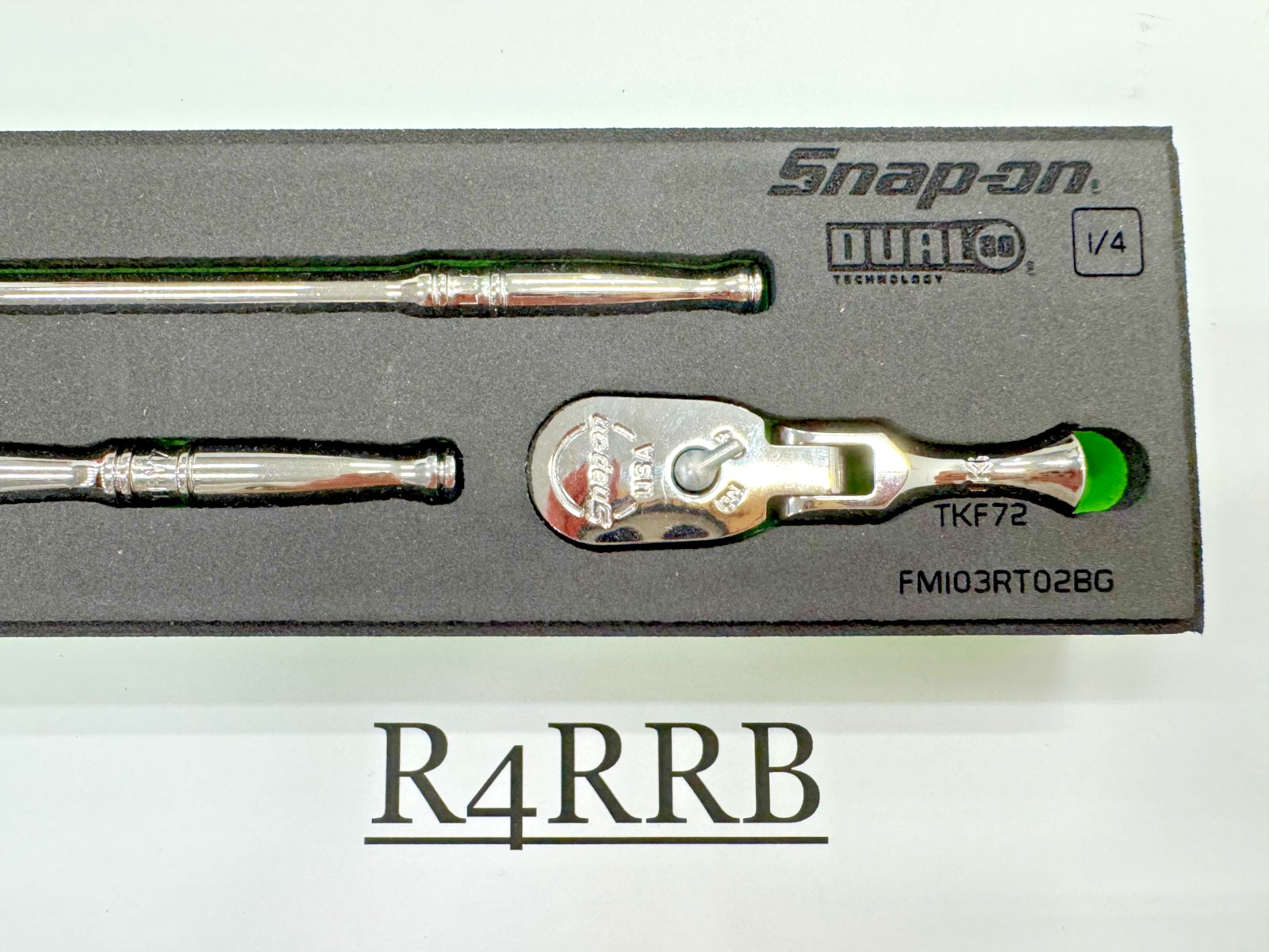 Snap-on Tools USA NEW 6pc 1/4″ Drive Fixed Flex Head Ratchet RARE GREEN FOAM Set