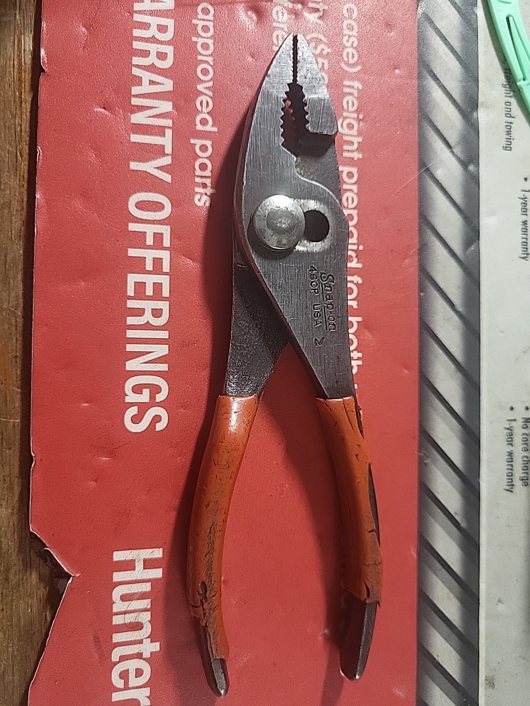 Snap-on Tools 46CP 6-1/2” Long Slip Joint Pliers USA Red Grip
