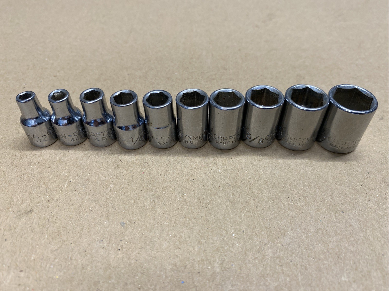 Craftsman SAE Standard Socket Set 1/4″ Drive 6 Point 10 Piece Set USA