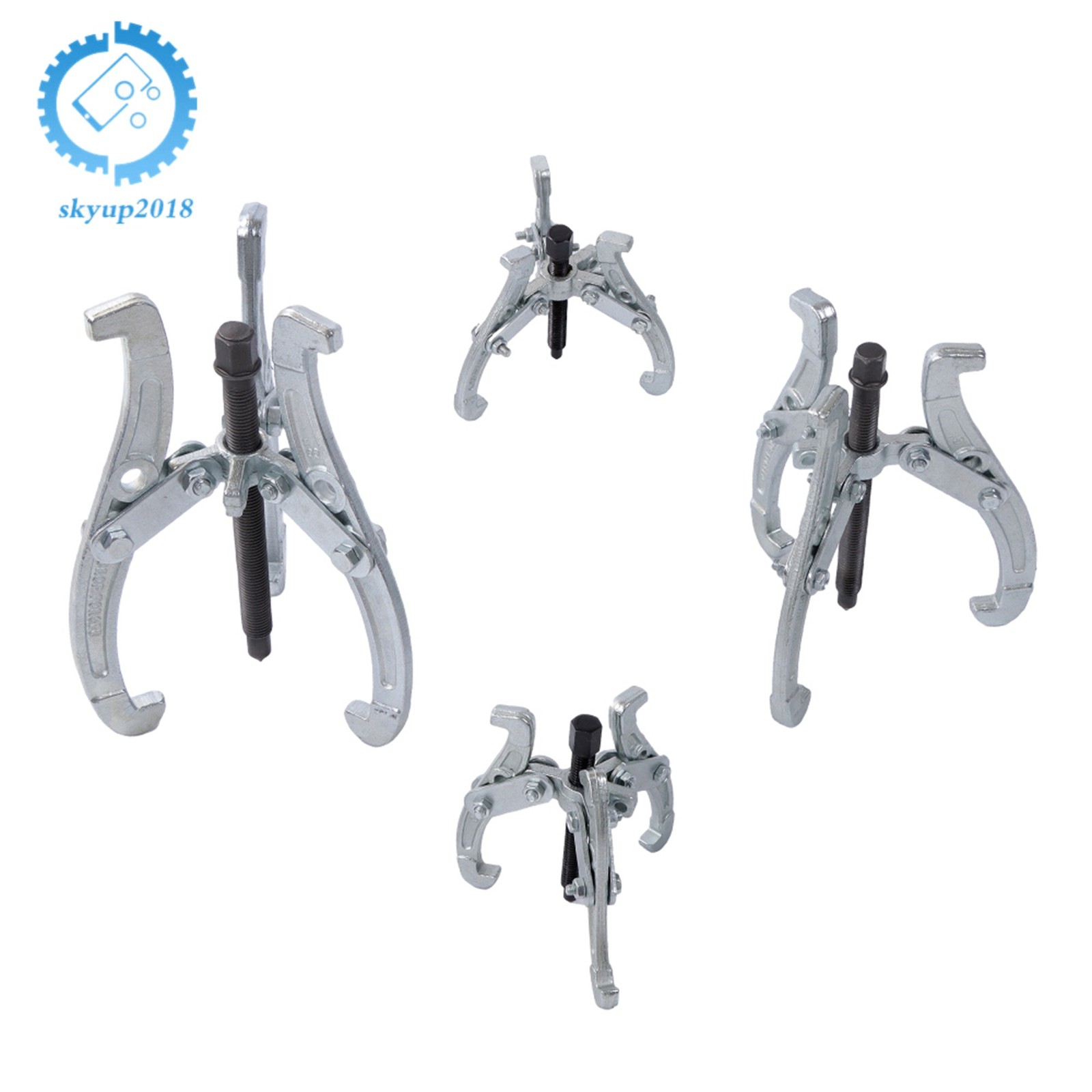 3 in/4 in/6 in/8 in Gear Puller Set 3-Jaw Bearing Puller Wheel Gear Pulley 4 Pcs