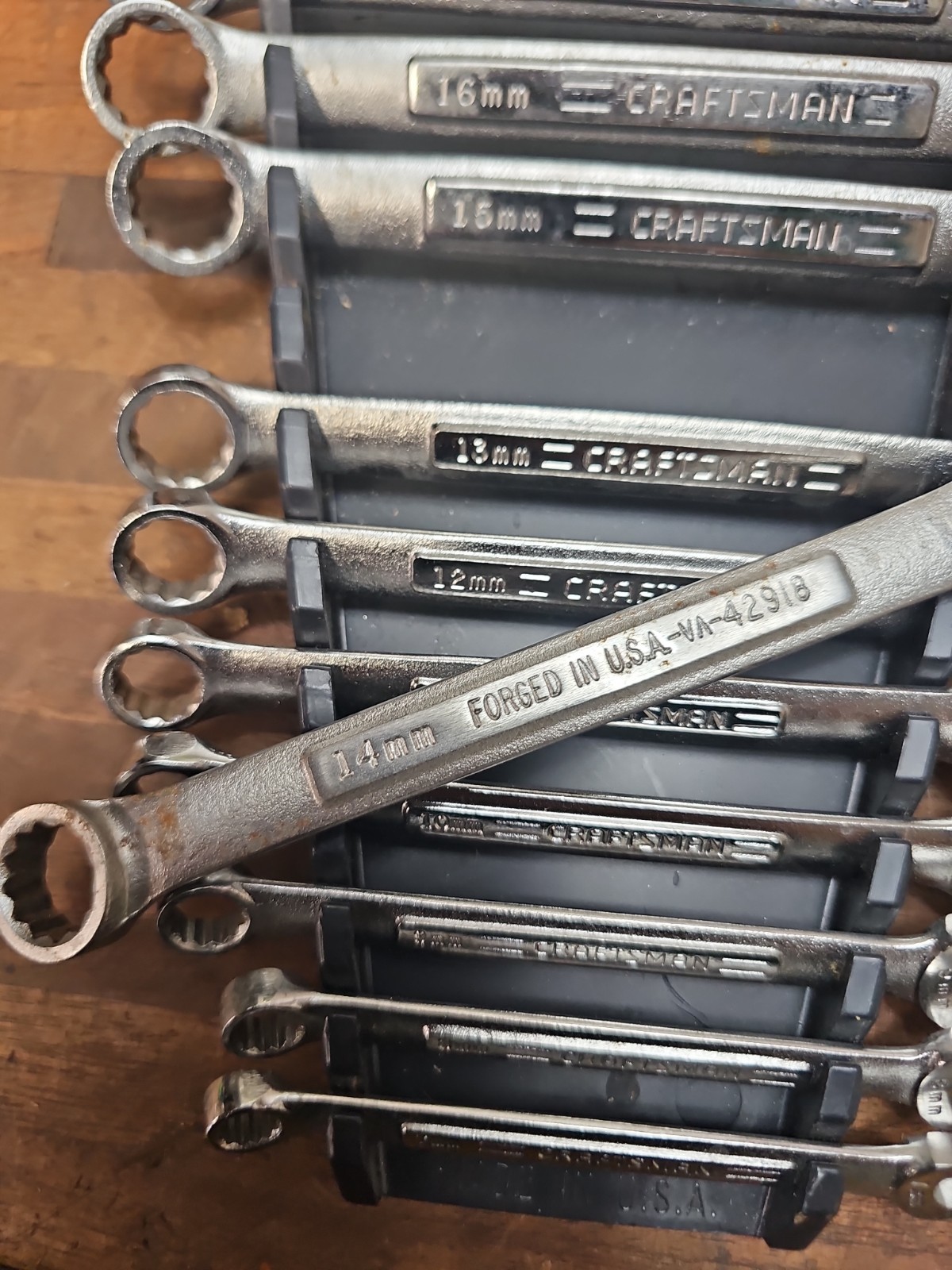 L59- vintage Craftsman Metric Combination Wrench Set 7mm-17 mm Forged In USA