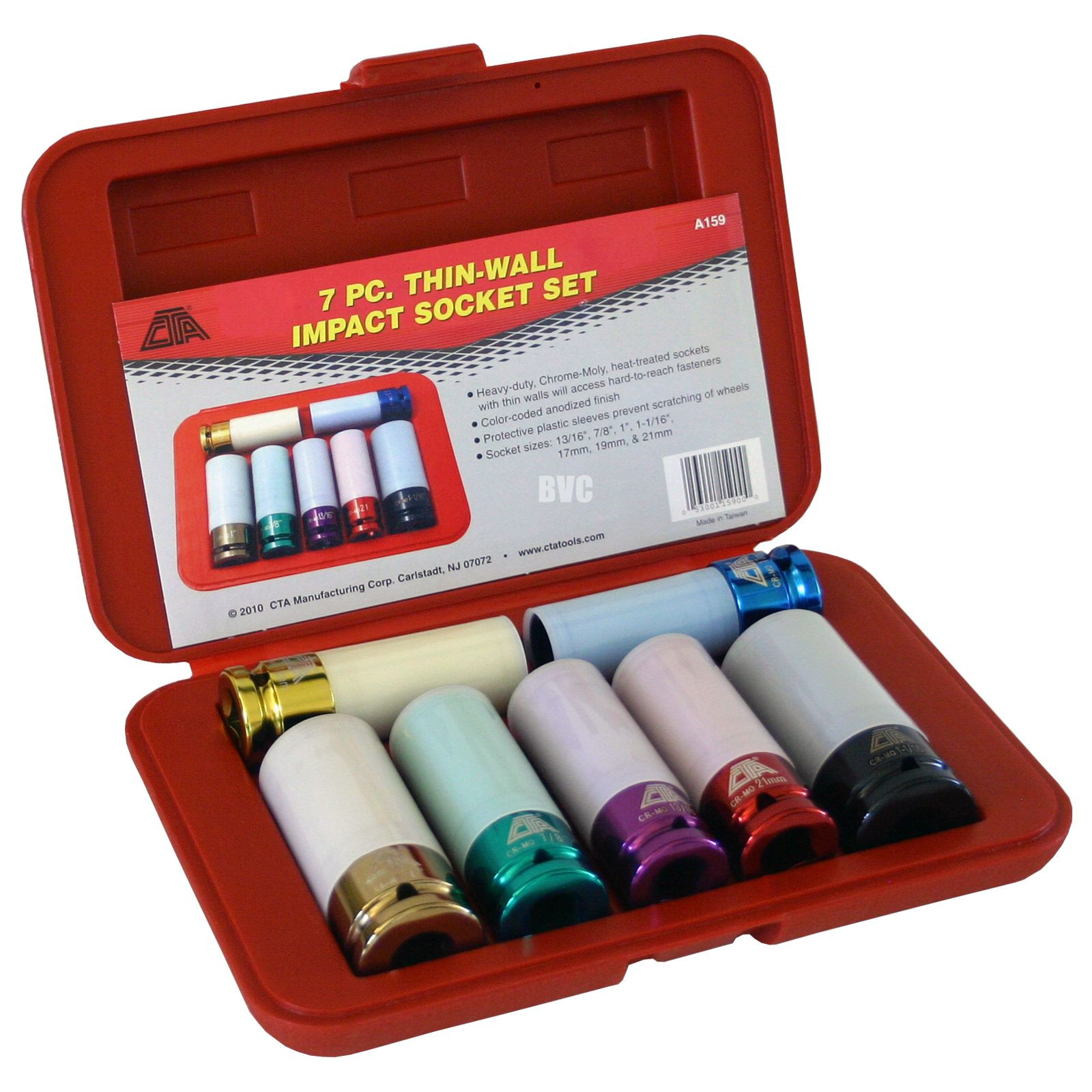 Lug / Wheel Nut Sockets- 7 Piece Thin Wall Impact Socket Set with Plastic Sleeve