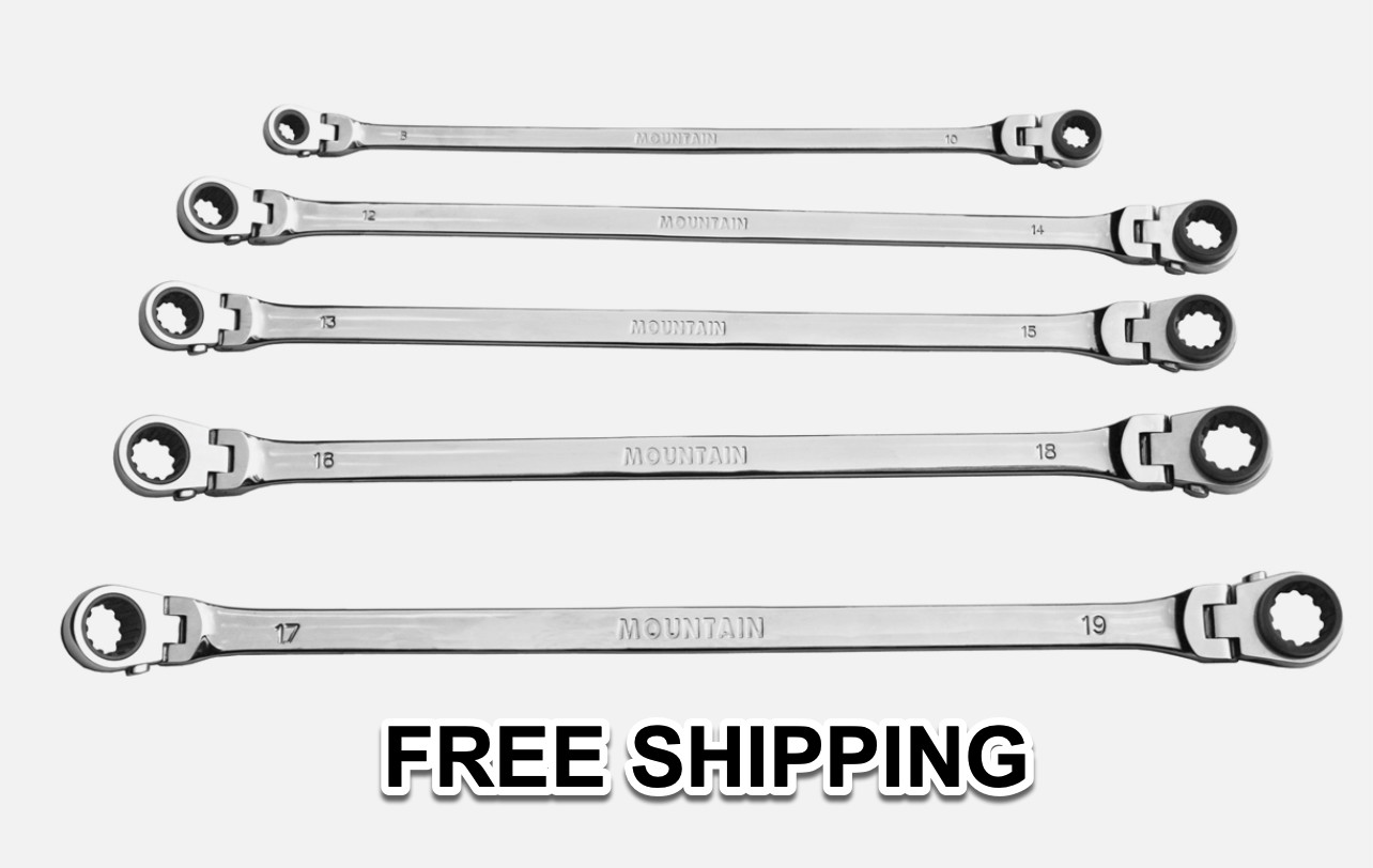 NEW Mountain Metric Double Box Reverse Ratcheting Flex Head Wrench Set No Tray.