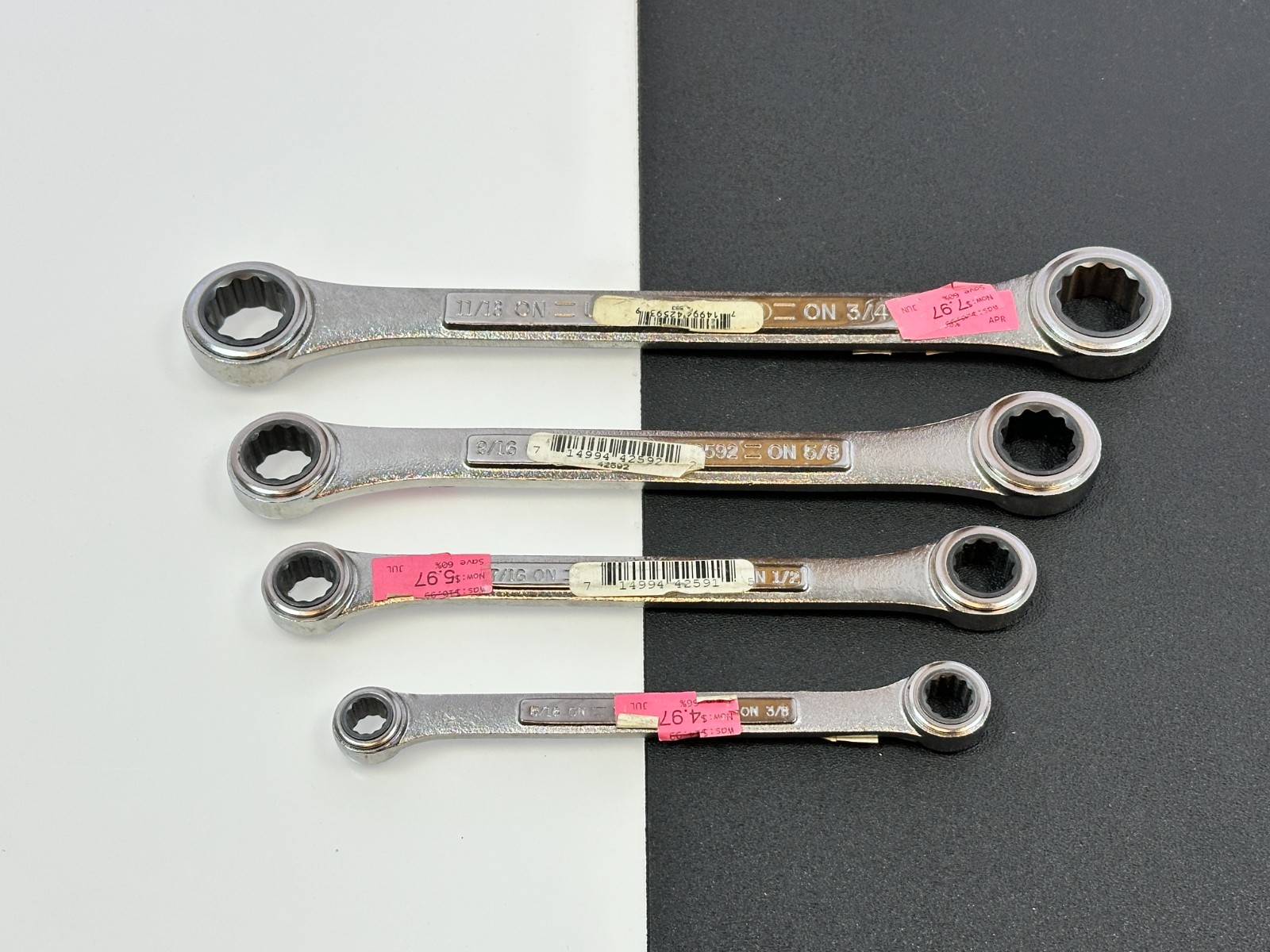 NOS Craftsman USA 42446 SAE 5/16″-3/4″ Ratcheting Double Box Wrench Set (Rare)