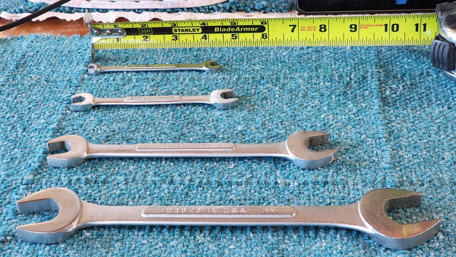 4 Craftsmen Open End Wrenches: 15/16″x1″, 5/8″x3/4″, 3/8″x7/16″, 1/4″x5/16″ USA