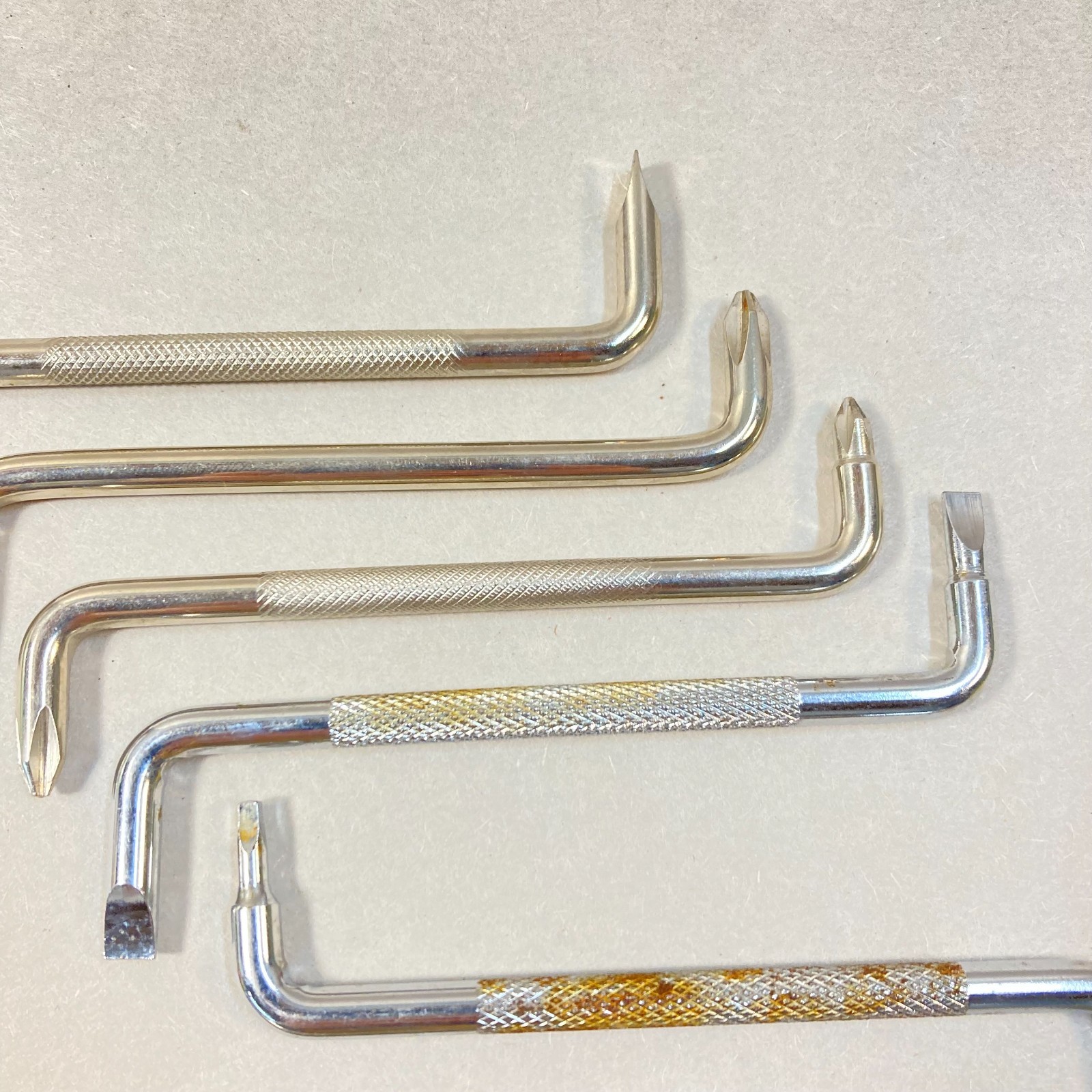 Offset Screwdriver Lot 6 Pc Phillips Flat Slotted Square Head w/ 1 Omega
