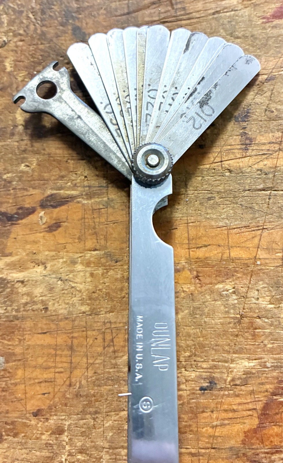 Vintage Dunlap Feeler Gauge & Wire Spark Plug Gap Gauge Made in USA