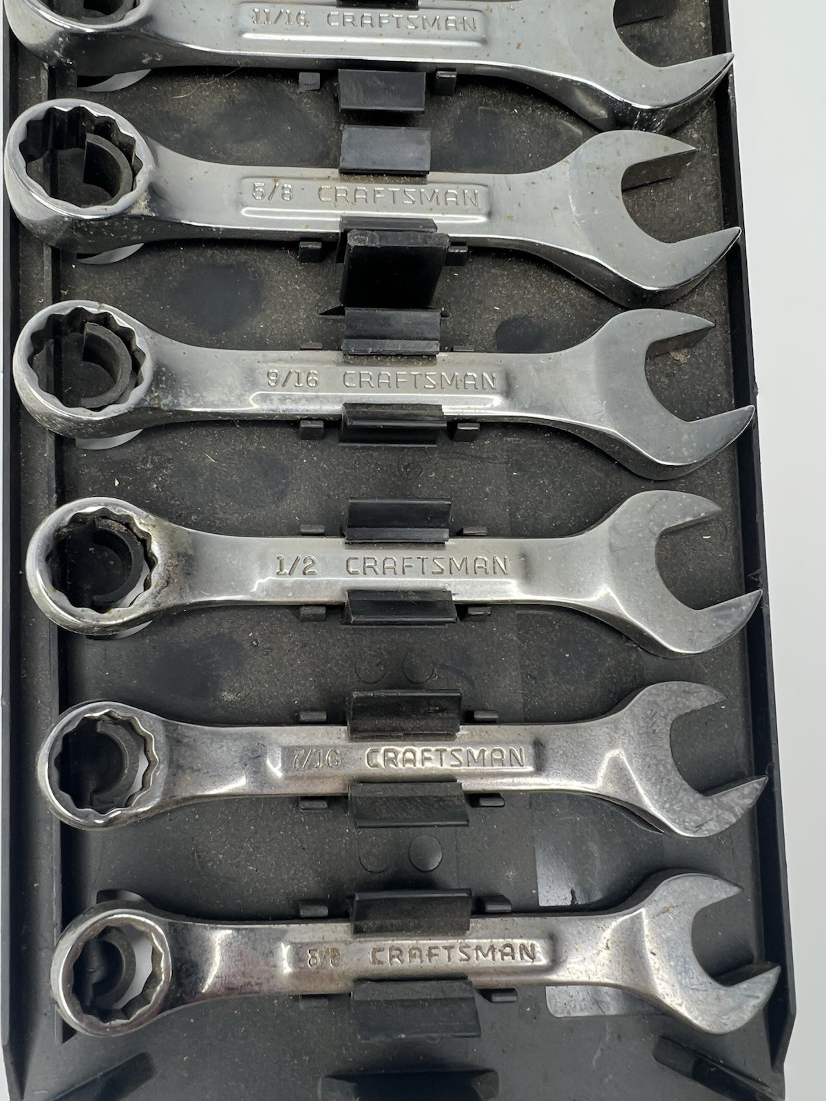 Craftsman 9 44101 7 Pc Short Combination Wrench Set 3/8-3/4 SAE Stubby USA