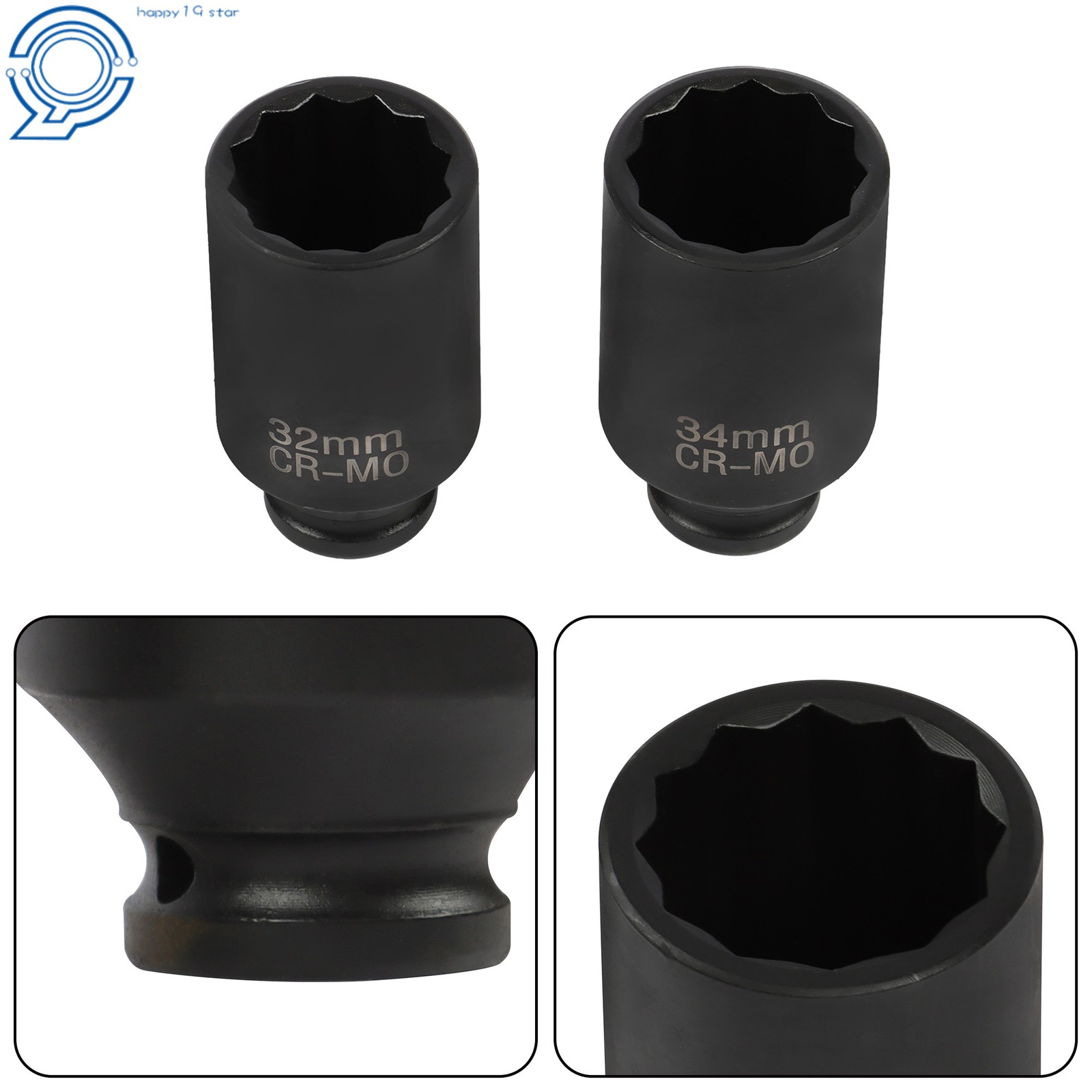 8PCS 1/2″ Impact Socket Set 12Point 1″ to 1-1/2″Drive Deep Spindle Axle Nut