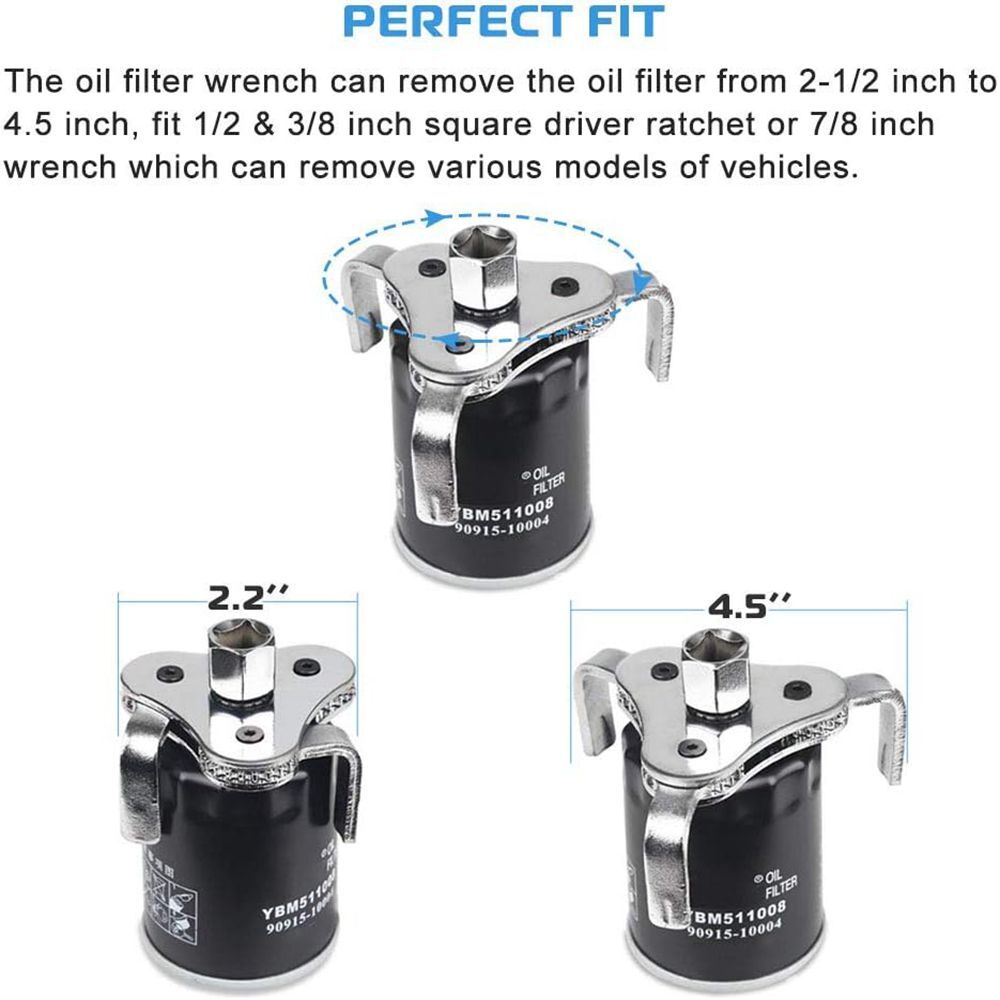 Universal Oil Filter Wrench Three-claw Oil Grid Wrench Two-way Adjustable Filter